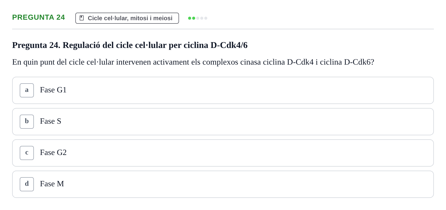 Enunciado: Pregunta 24 · Biología Celular UAB Examen 2n Parcial Biologia Cel·lular