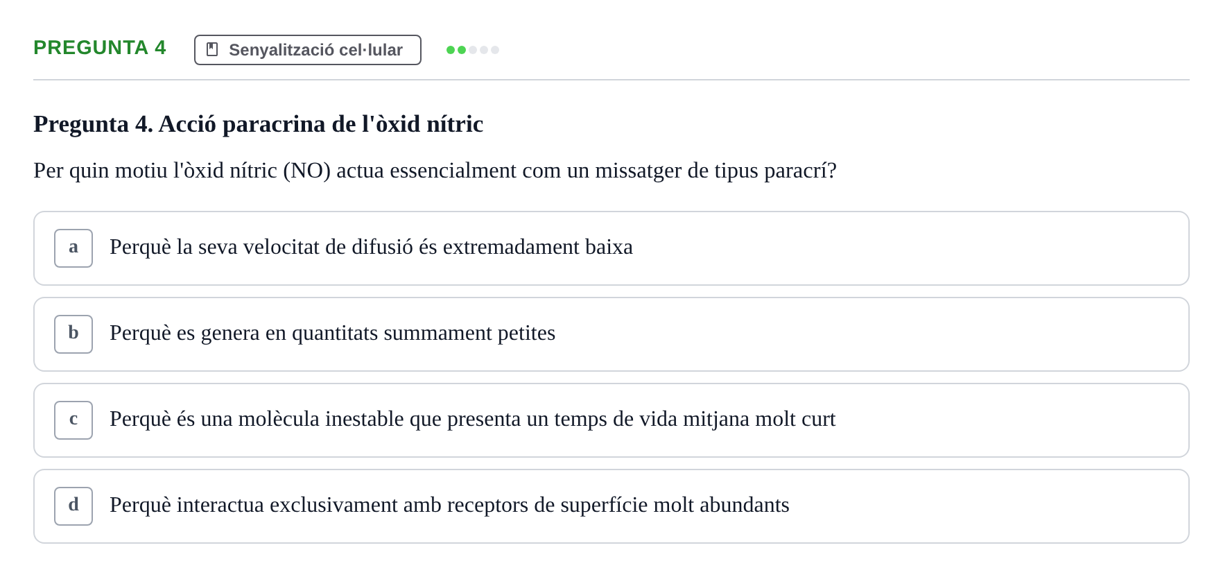 Enunciado: Pregunta 4 · Biología Celular UAB Examen 2n Parcial Biologia Cel·lular