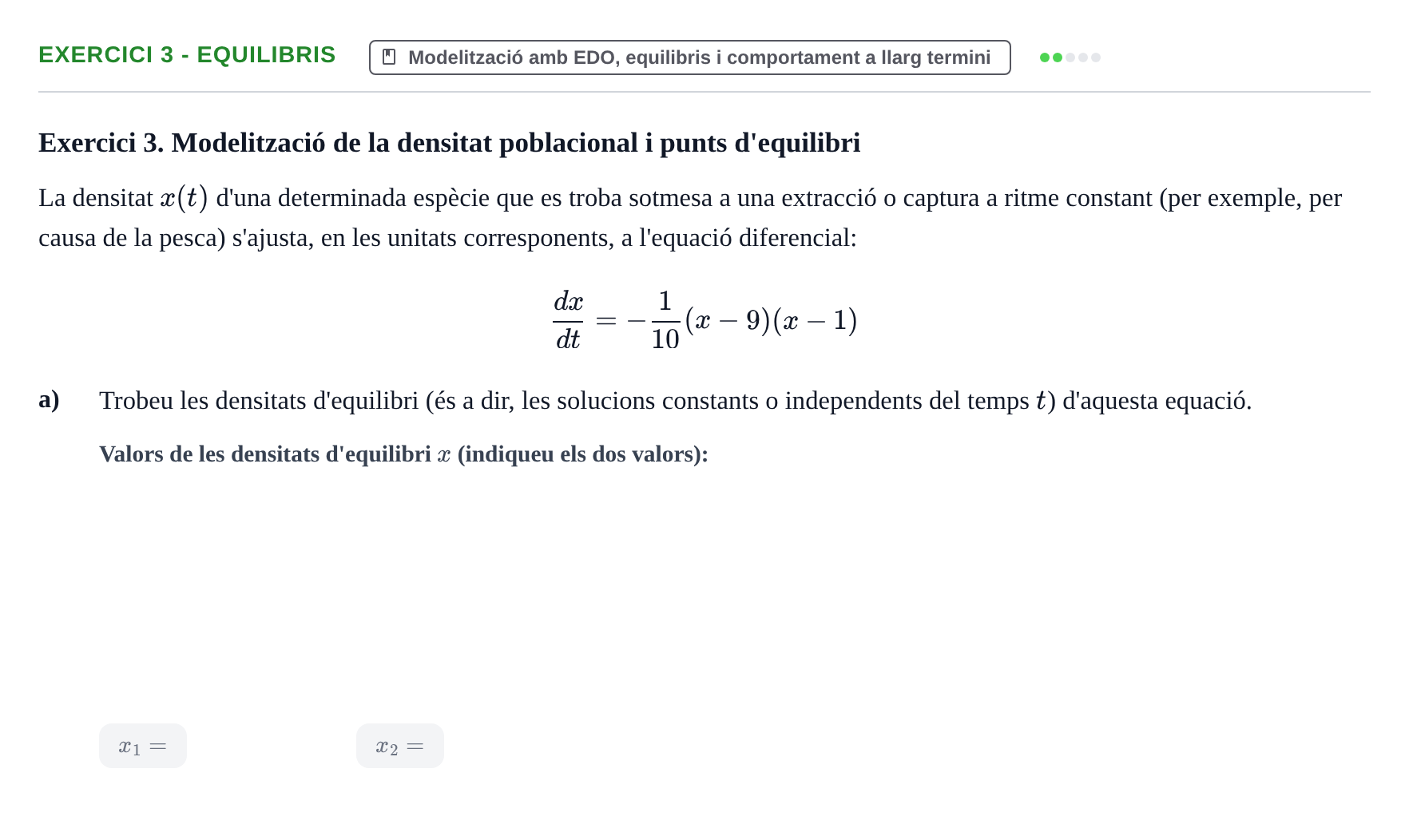 Enunciado: Exercici 3 - Equilibris · Matemàtiques UAB 2023