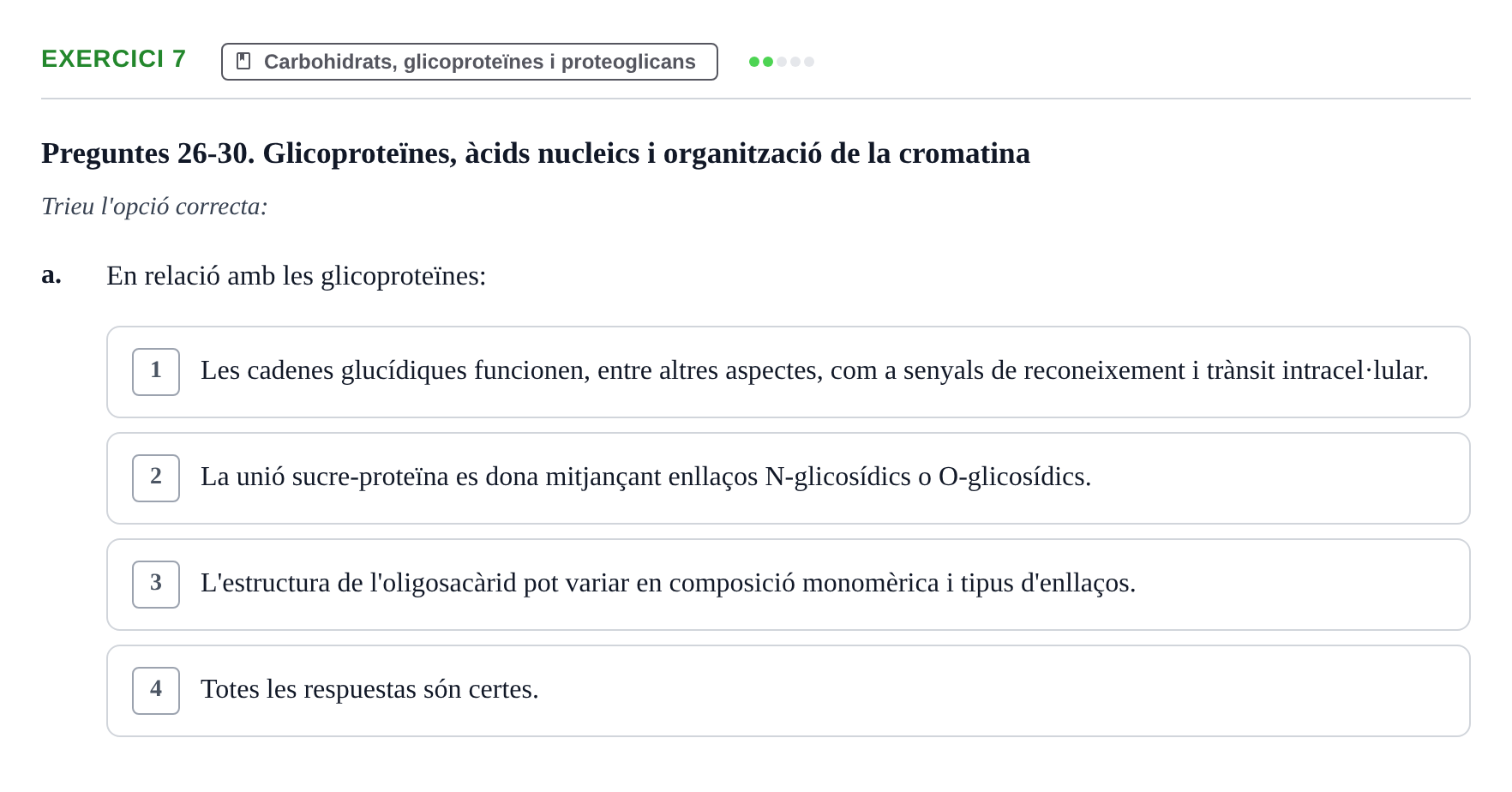 Enunciado: Ejercicio 7 - Carbohidrats, glicoproteïnes i proteoglicans · Estructura i Funció de Biomolècules UAB Exemples