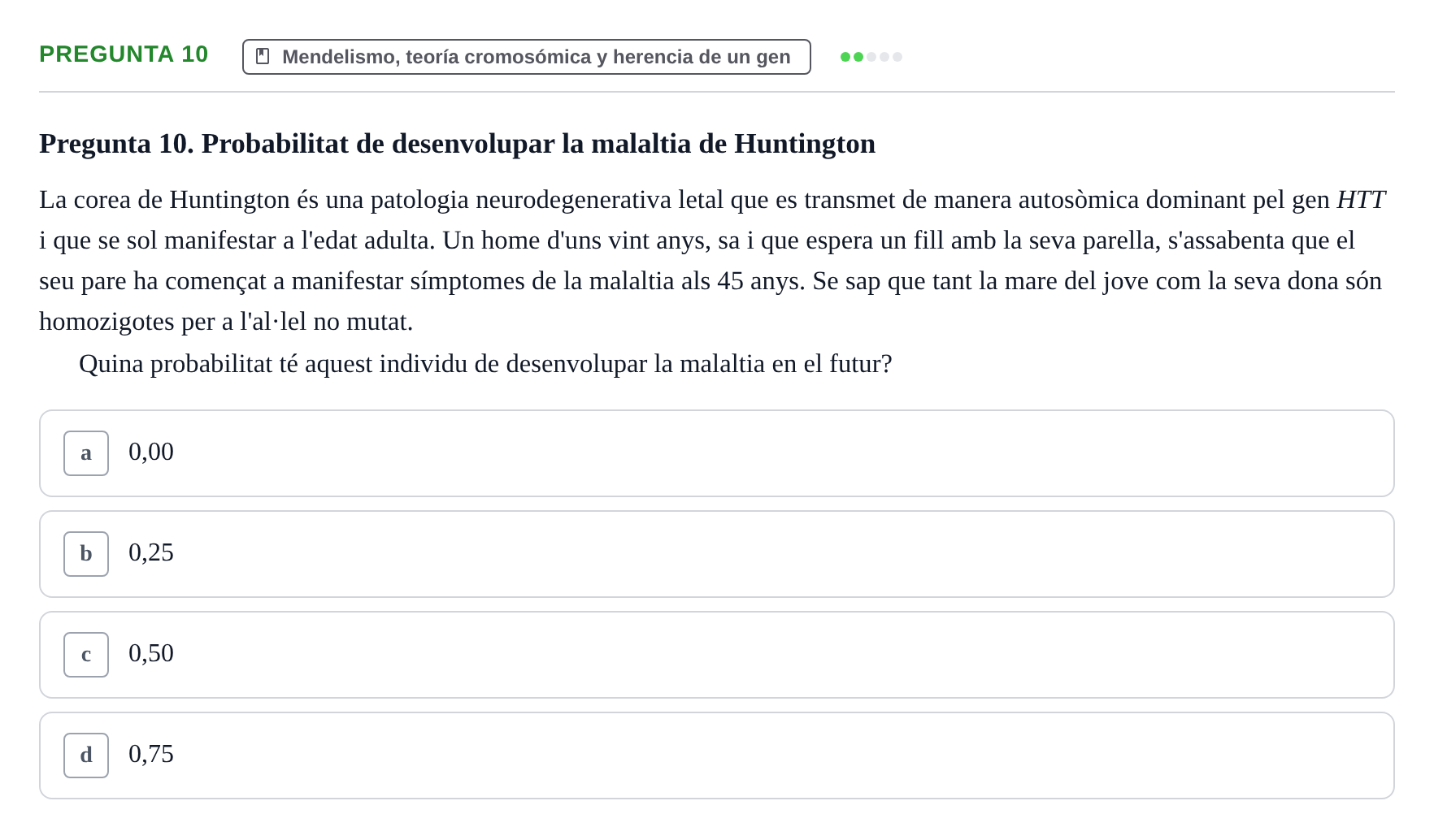 Enunciado: Pregunta 10 · Genética UAB 2013