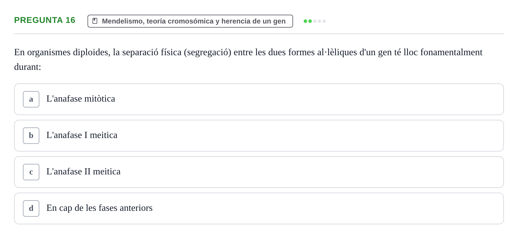 Enunciado: Pregunta 16 · Genética UAB 2013