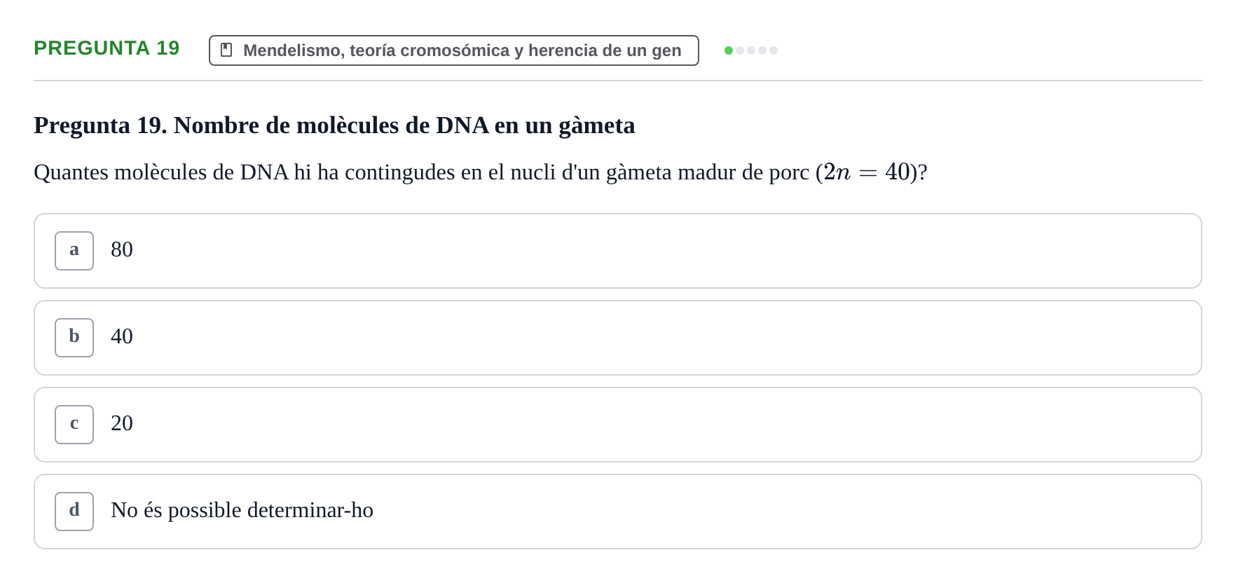 Enunciado: Pregunta 19 · Genética UAB 2013