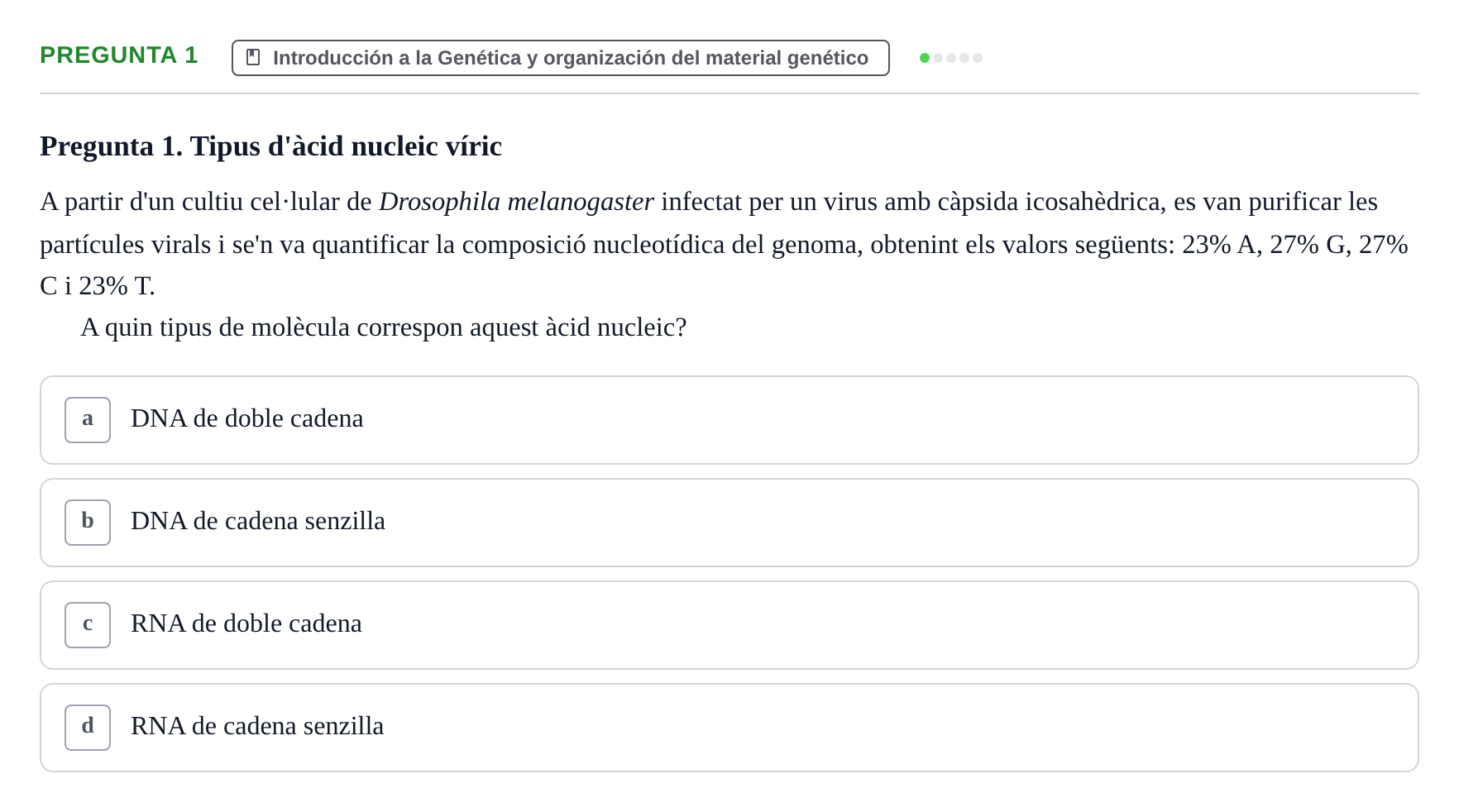 Enunciado: Pregunta 1 · Genética UAB 2013