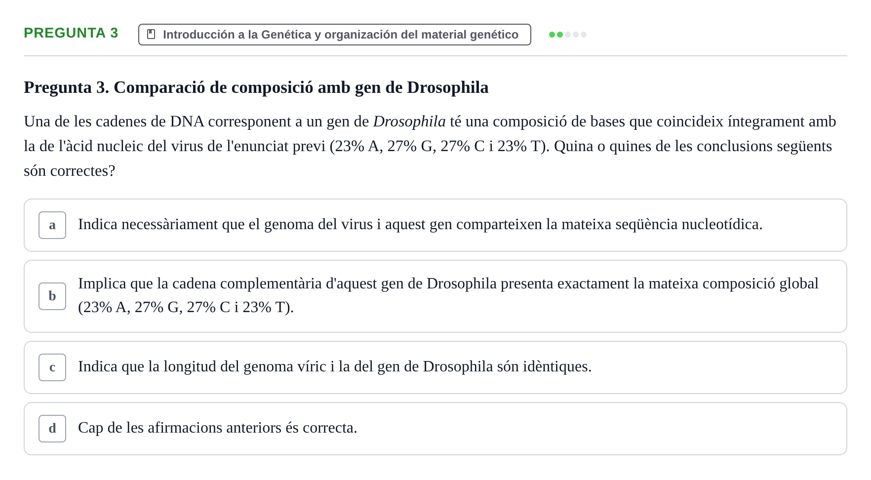 Enunciado: Pregunta 3 · Genética UAB 2013