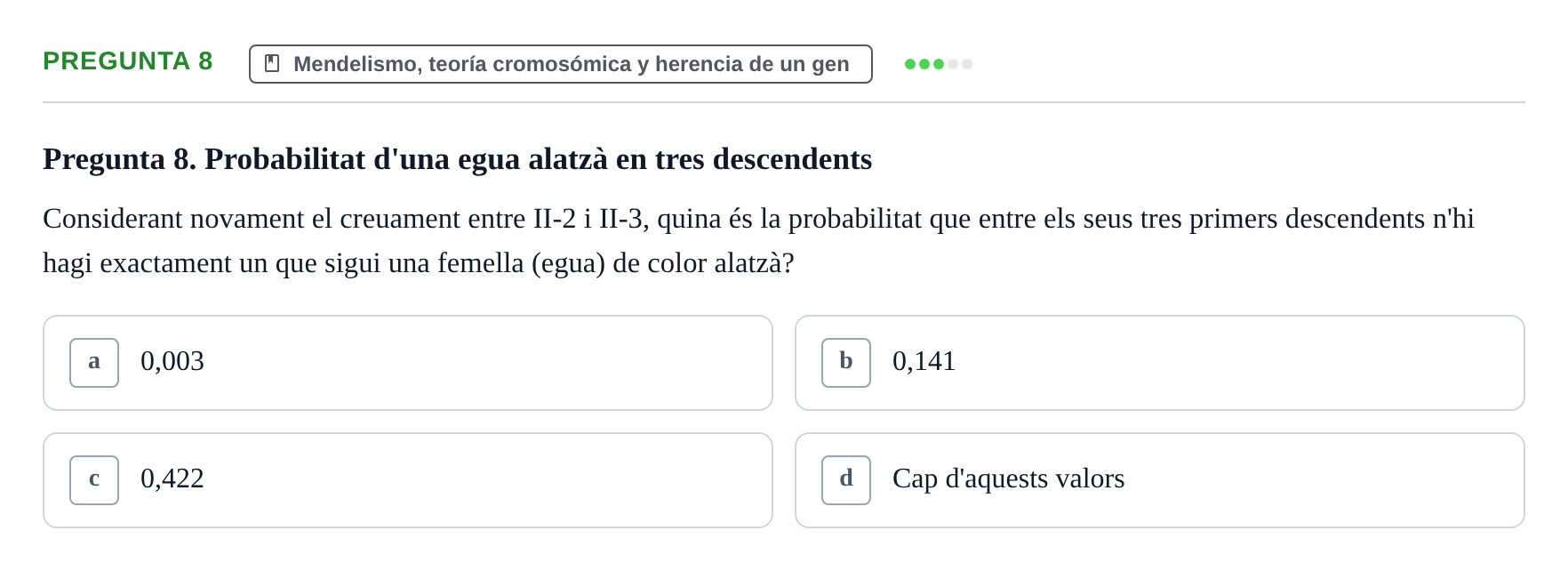 Enunciado: Pregunta 8 · Genética UAB 2013