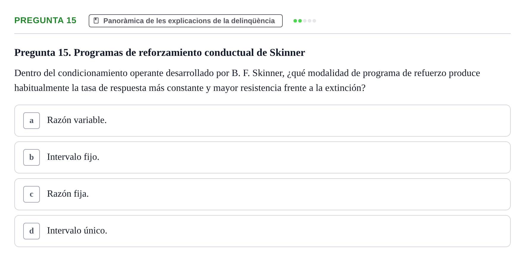 Enunciado: Pregunta 15