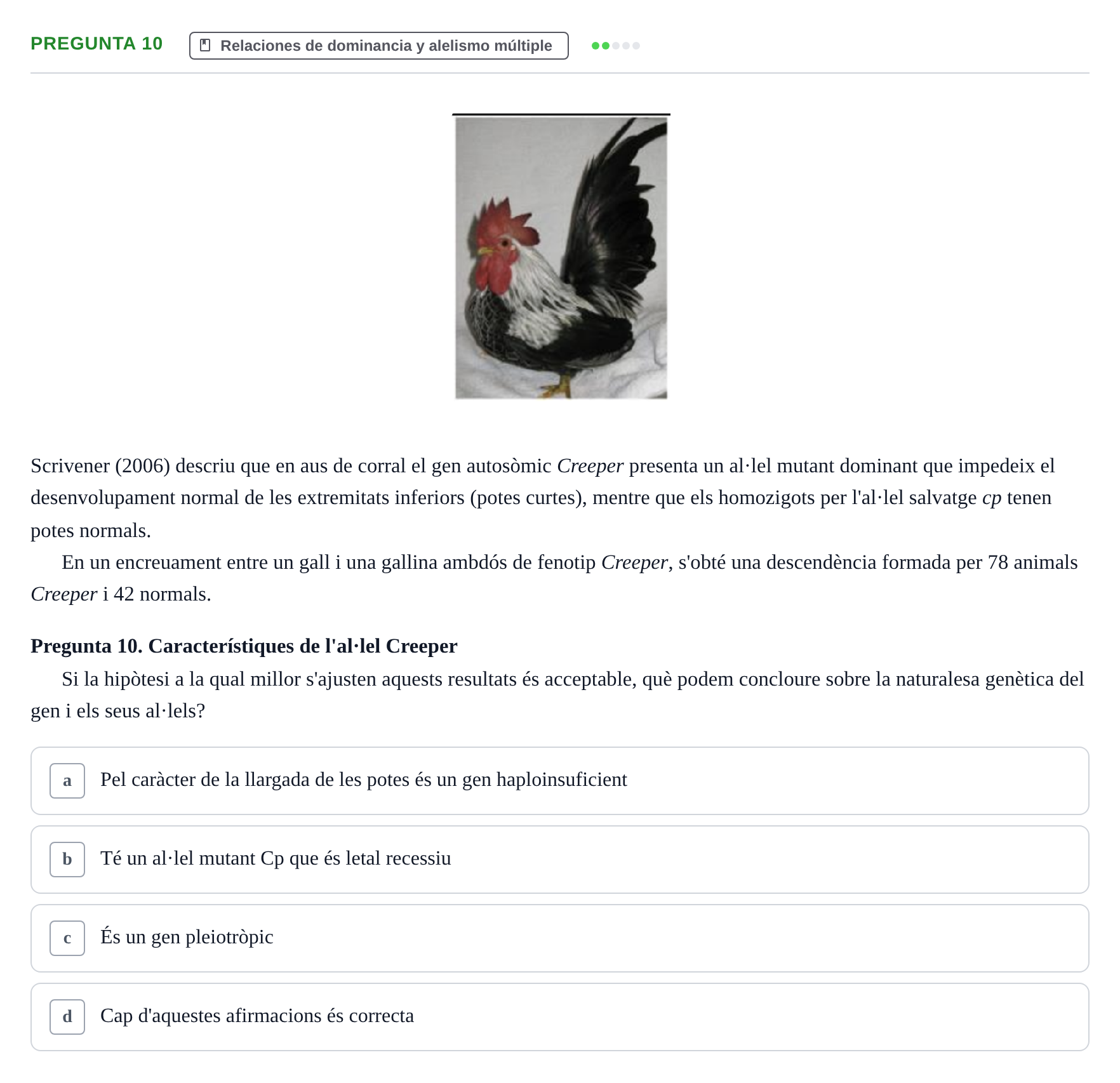 Enunciado: Pregunta 10 · Genética UAB 2015