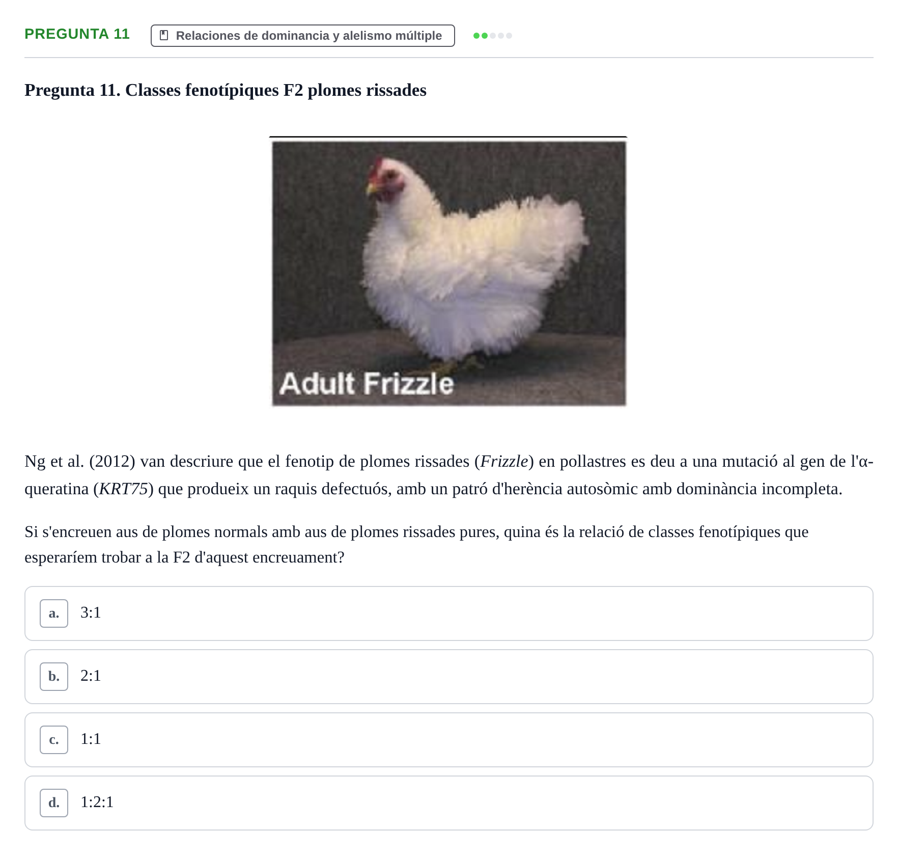 Enunciado: Pregunta 11 · Genética UAB 2015