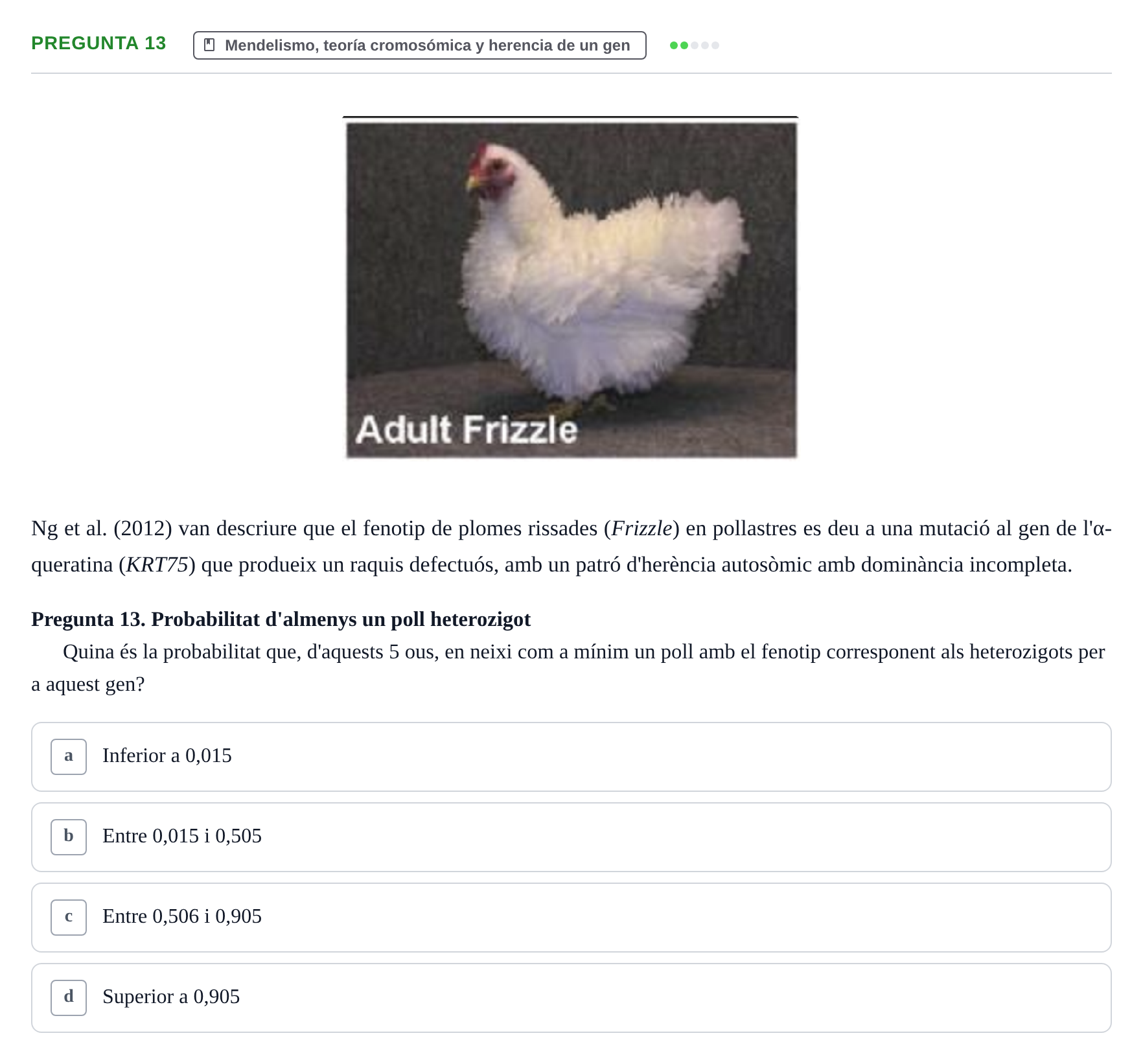 Enunciado: Pregunta 13 · Genética UAB 2015