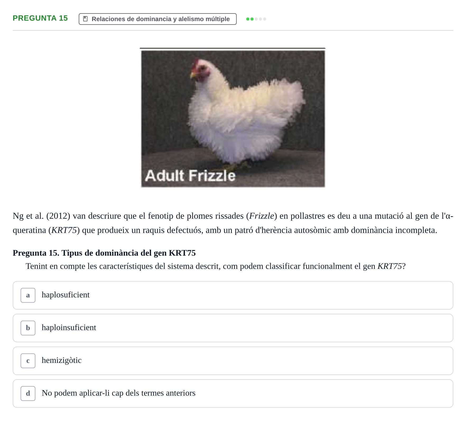 Enunciado: Pregunta 15 · Genética UAB 2015