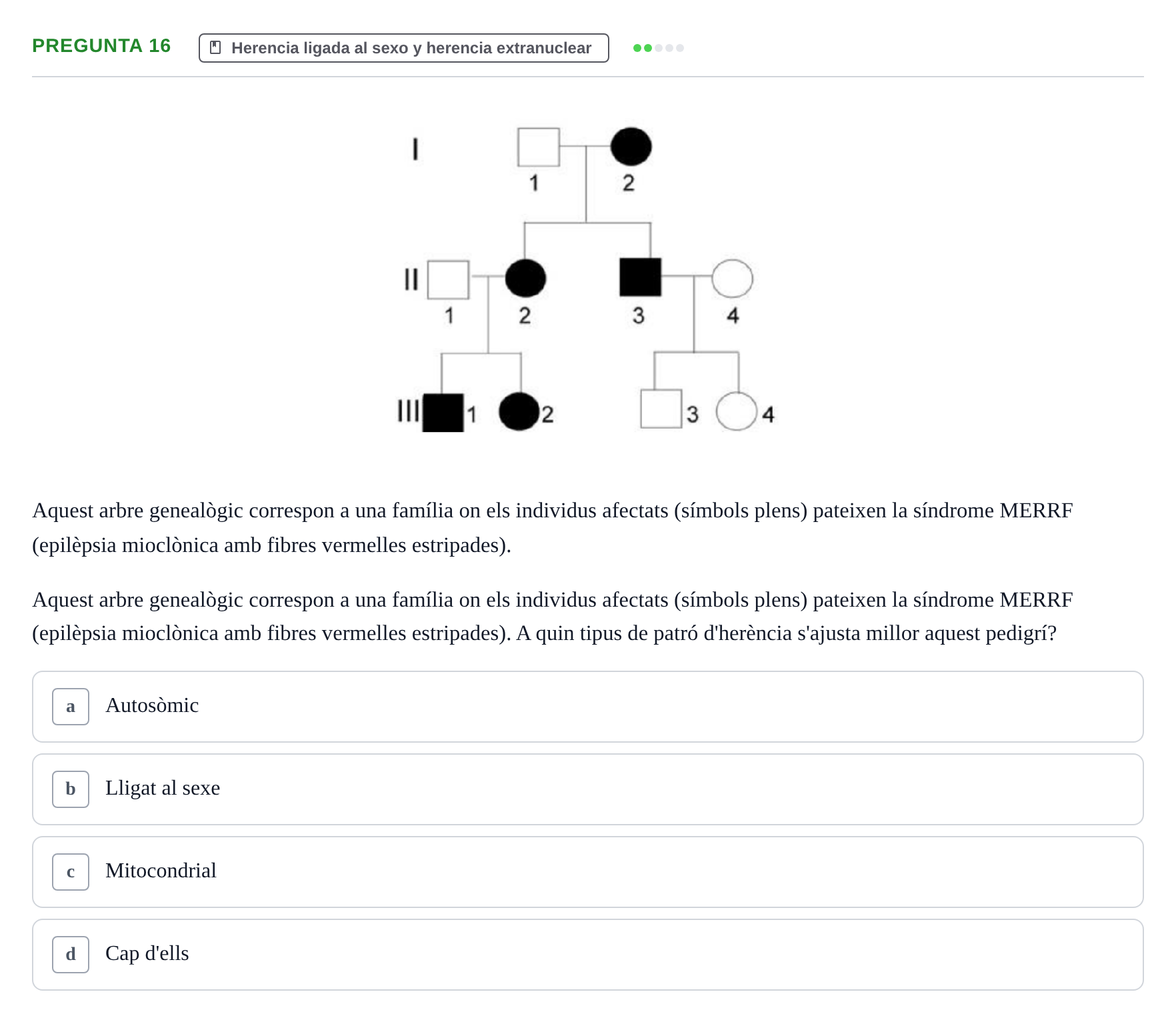 Enunciado: Pregunta 16 · Genética UAB 2015