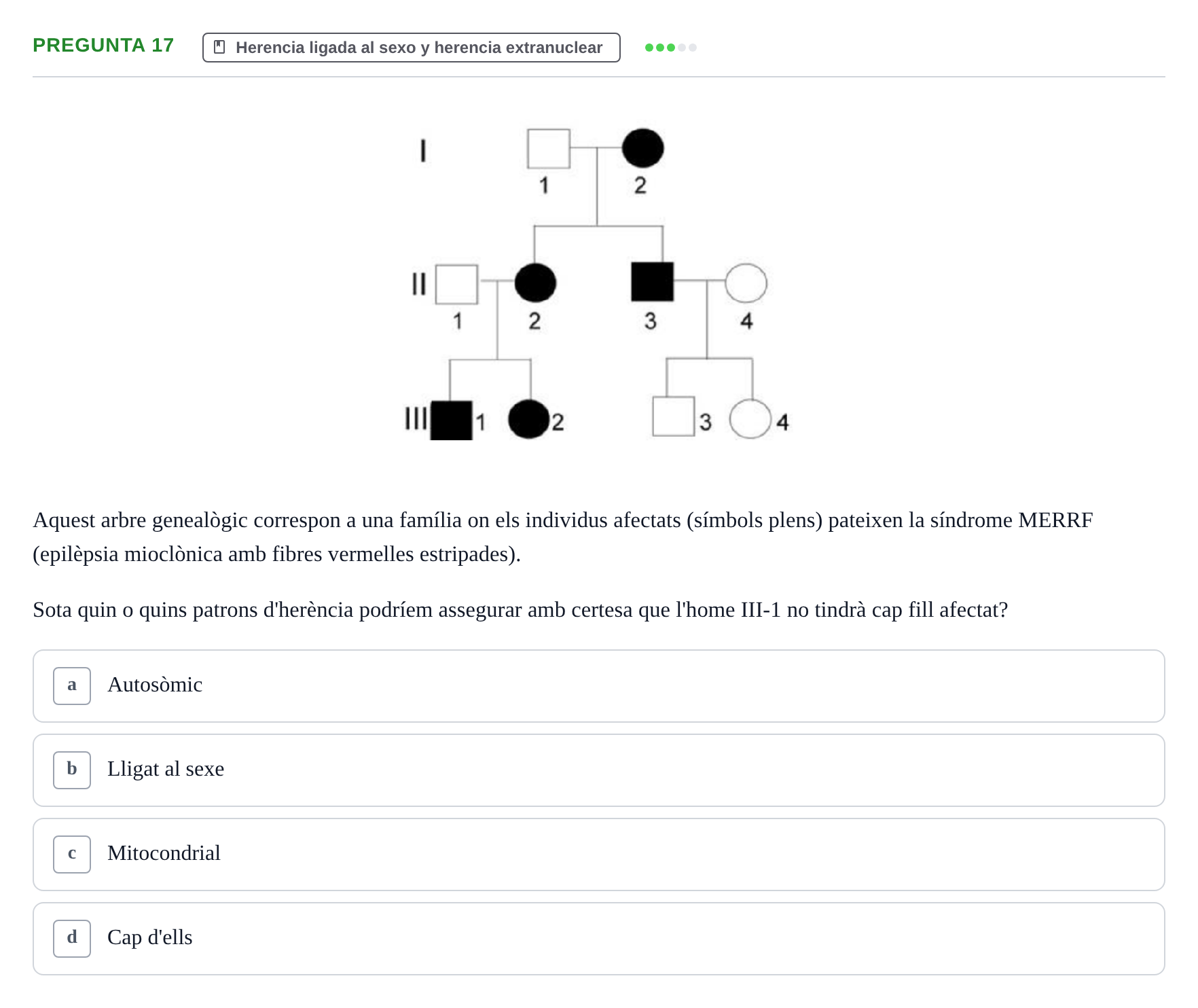 Enunciado: Pregunta 17 · Genética UAB 2015