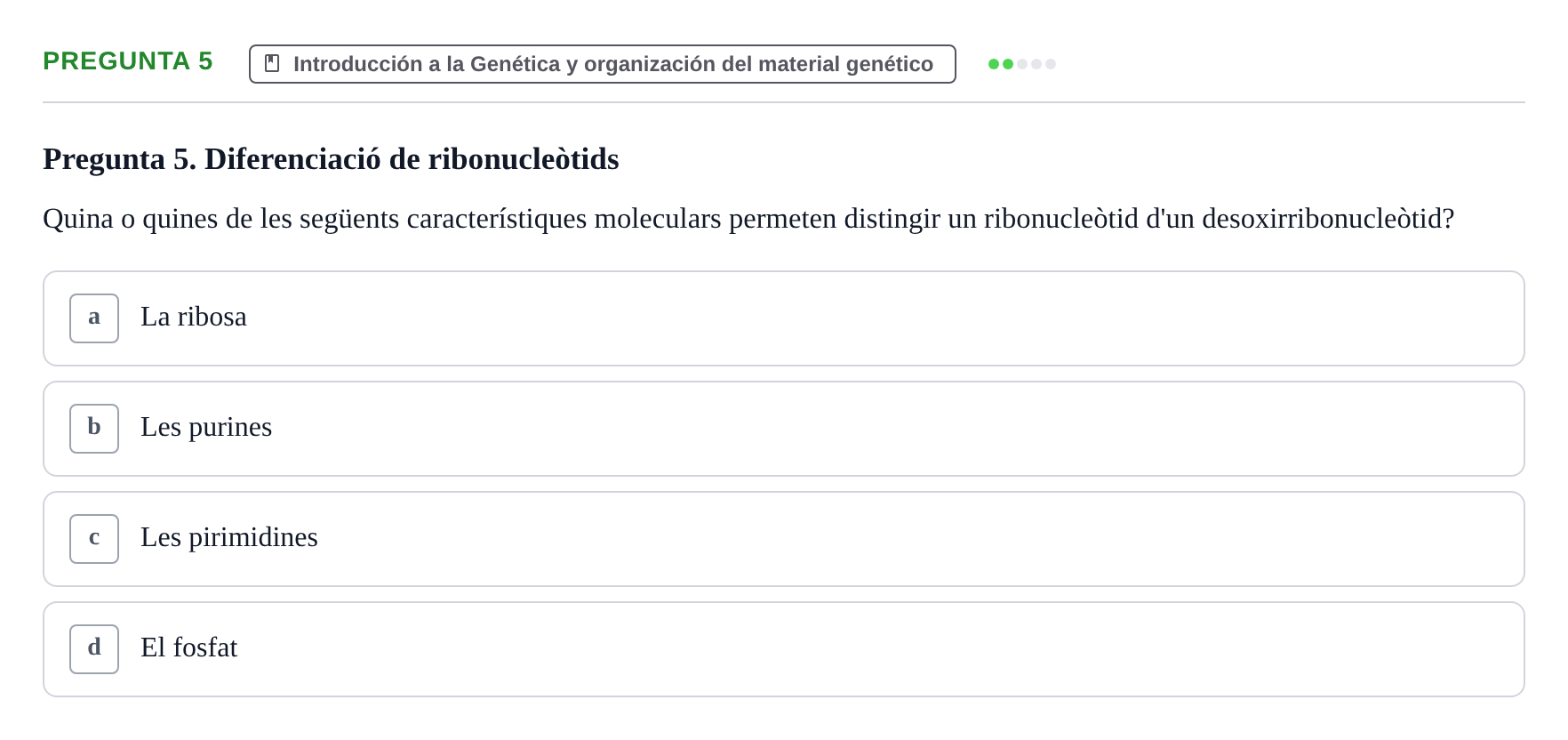 Enunciado: Pregunta 5 · Genética UAB 2015