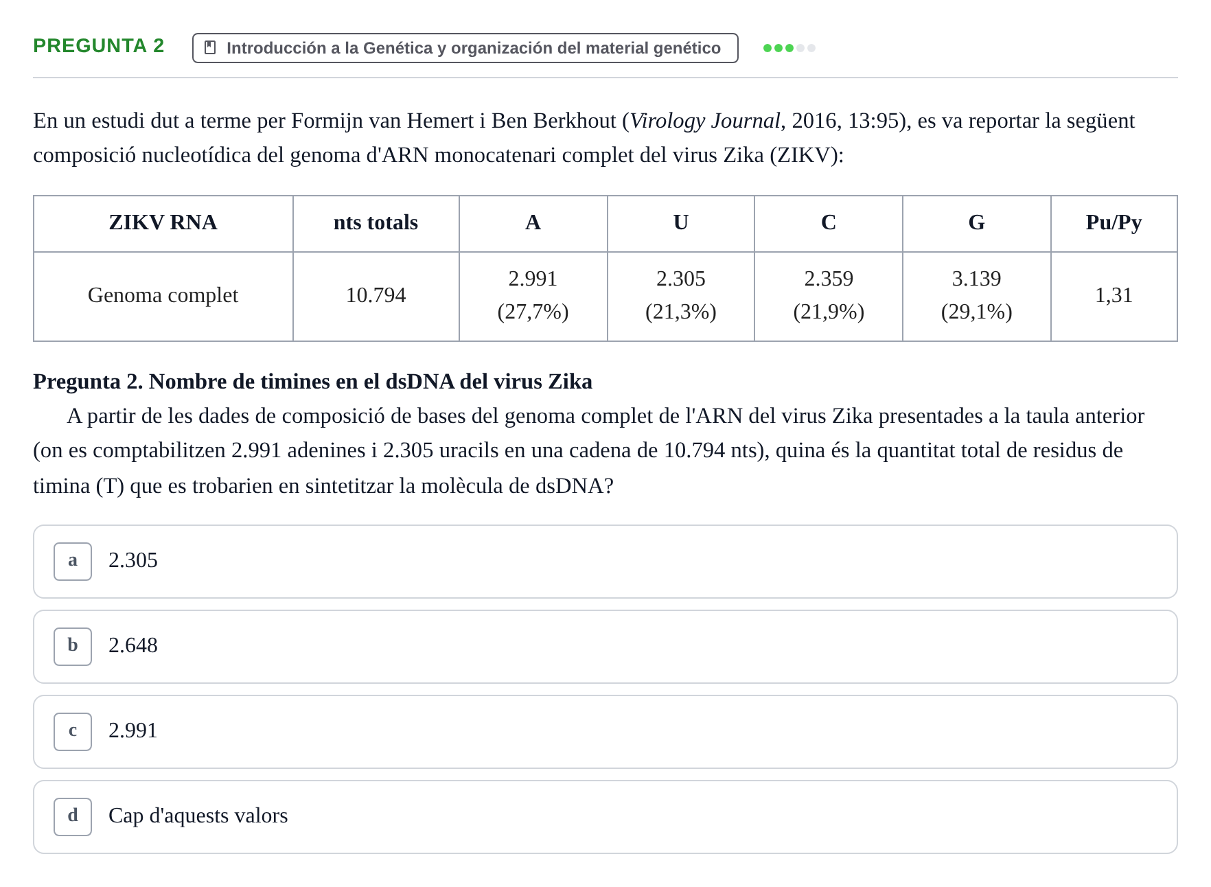 Enunciado: Pregunta 2 · Genética UAB 2016