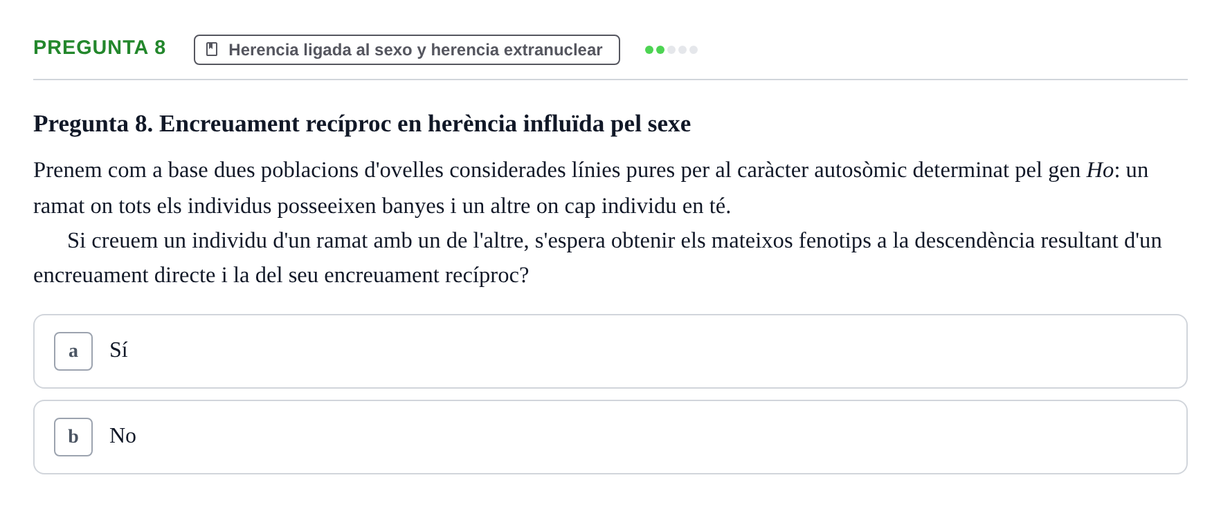 Enunciado: Pregunta 8 · Genética UAB 2016
