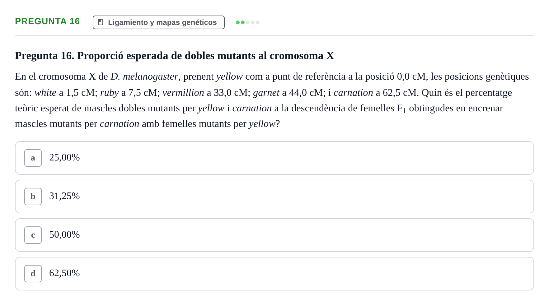 Enunciado: Pregunta 16 · Genética UAB 2015