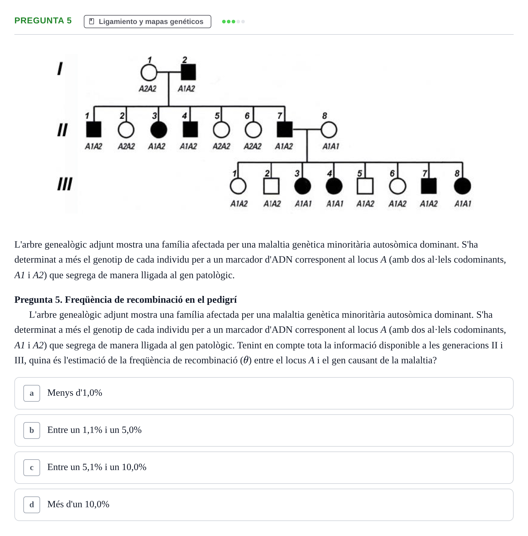 Enunciado: Pregunta 5 · Genética UAB 2015