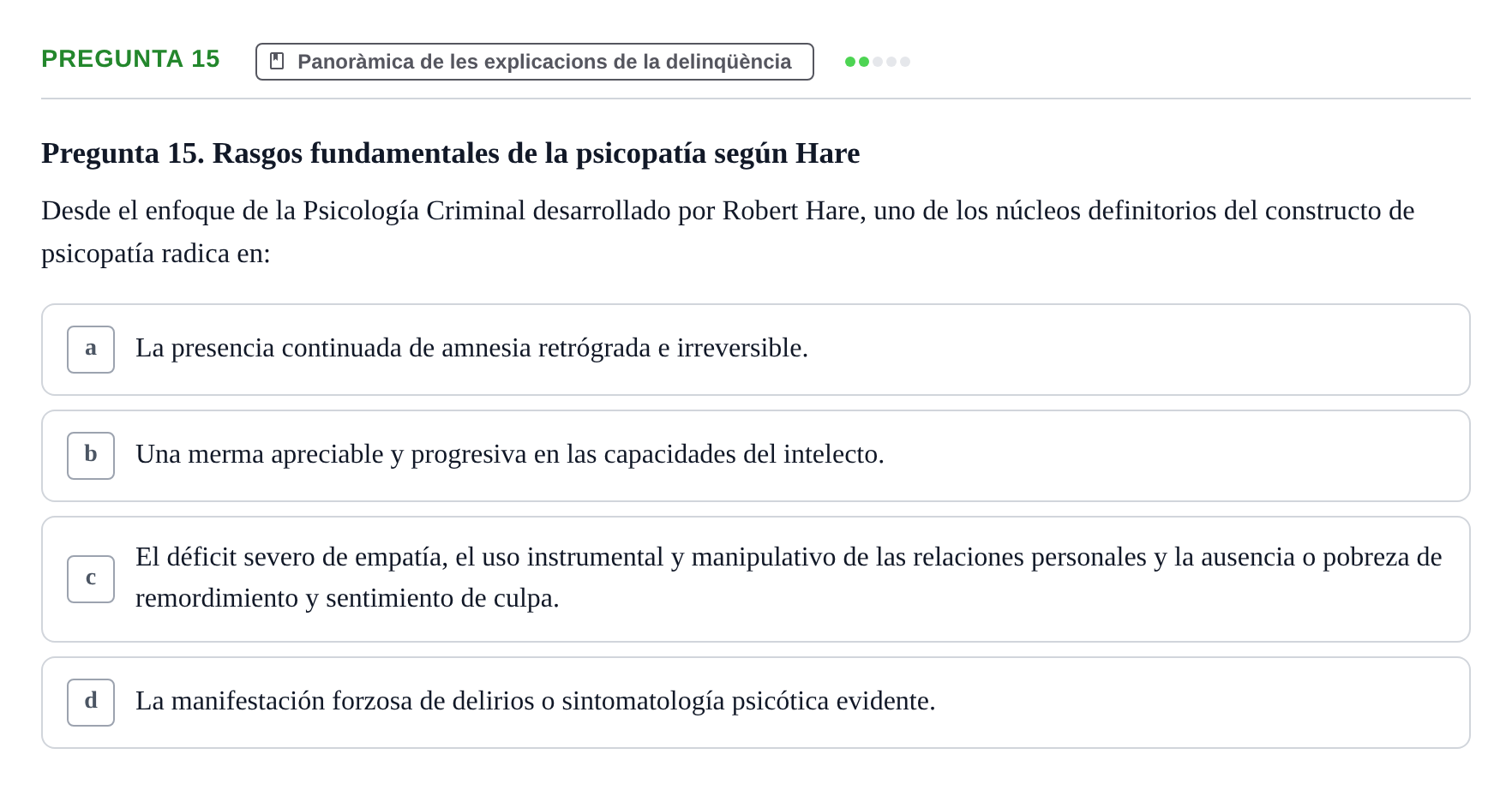 Enunciado: Pregunta 15
