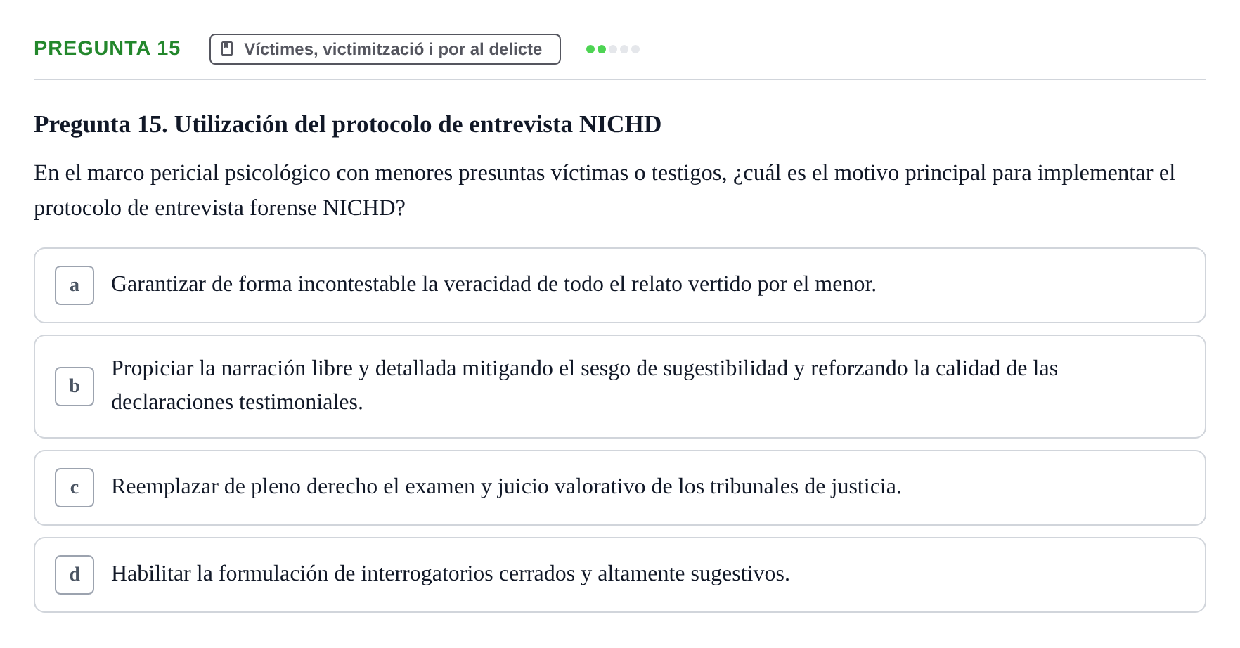 Enunciado: Pregunta 15