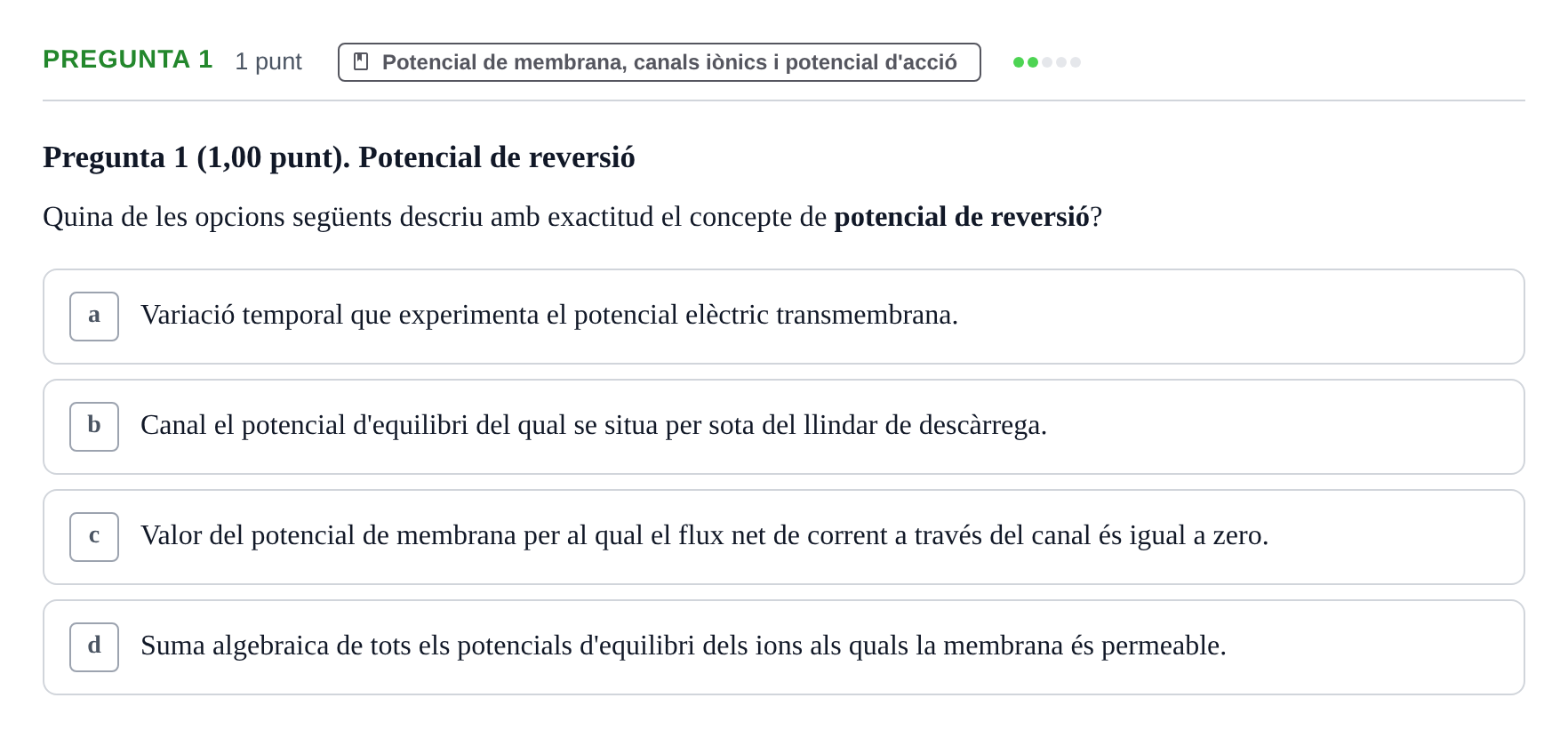 Enunciado: Pregunta 1 · Estructura i Funció del Cos Humà III UVIC 2022