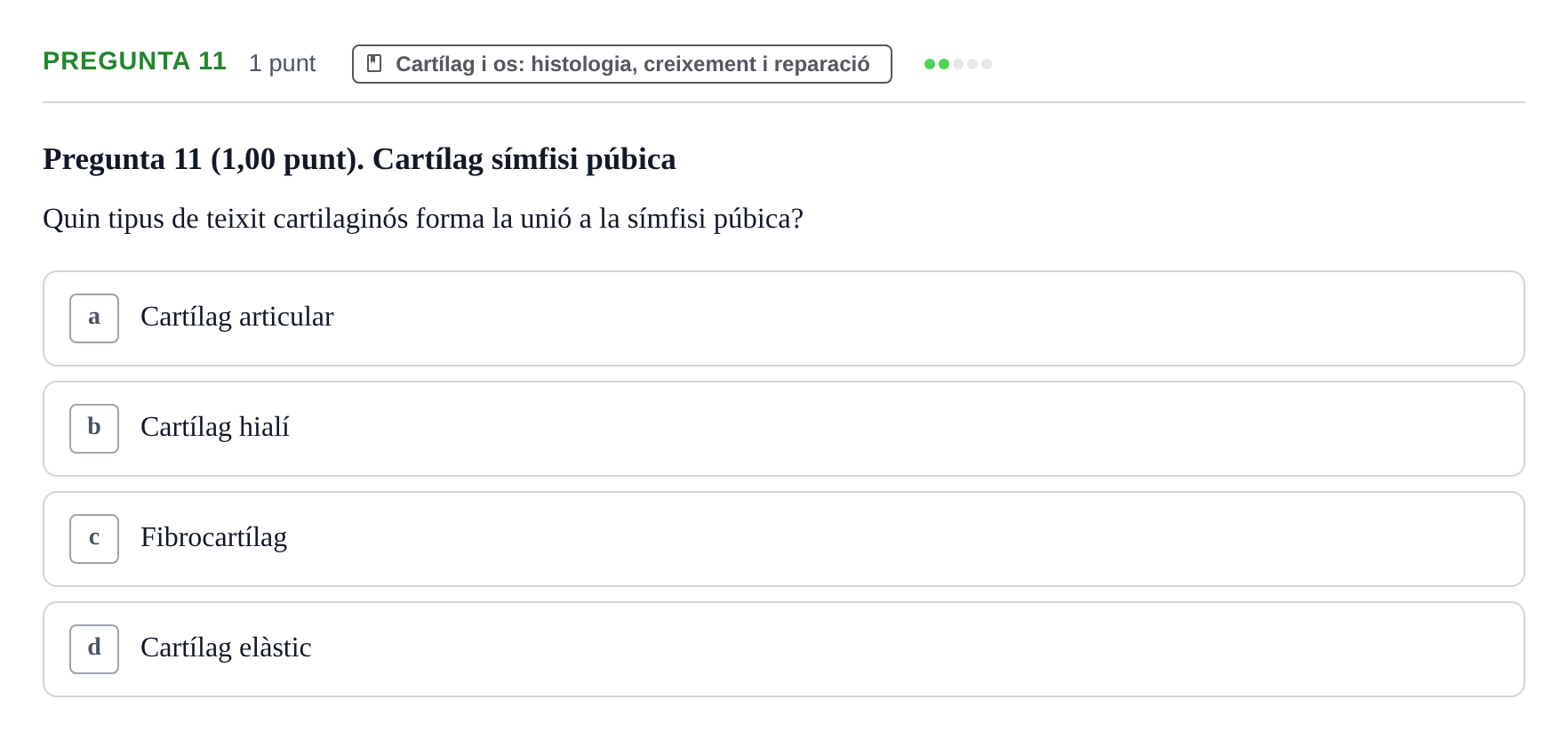 Enunciado: Pregunta 11 · Estructura i Funció del Cos Humà I UVIC 2024