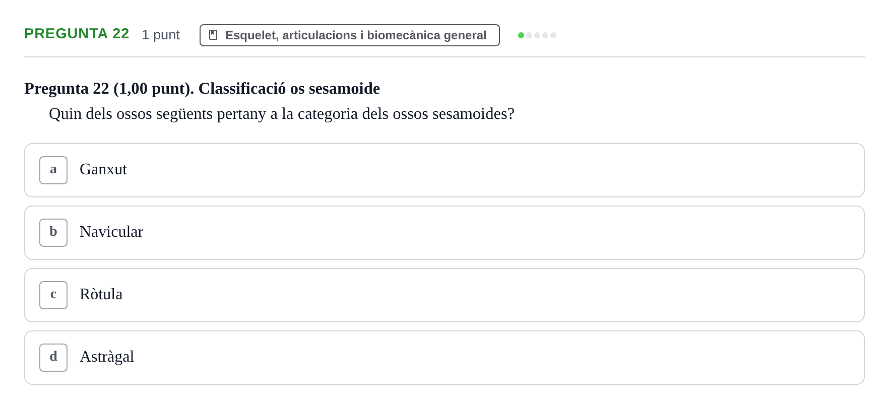 Enunciado: Pregunta 22 · Estructura i Funció del Cos Humà I UVIC 2024