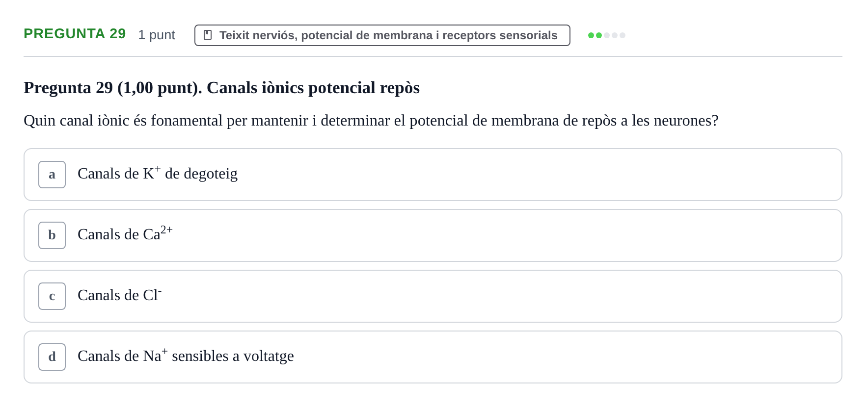 Enunciado: Pregunta 29 · Estructura i Funció del Cos Humà I UVIC 2024