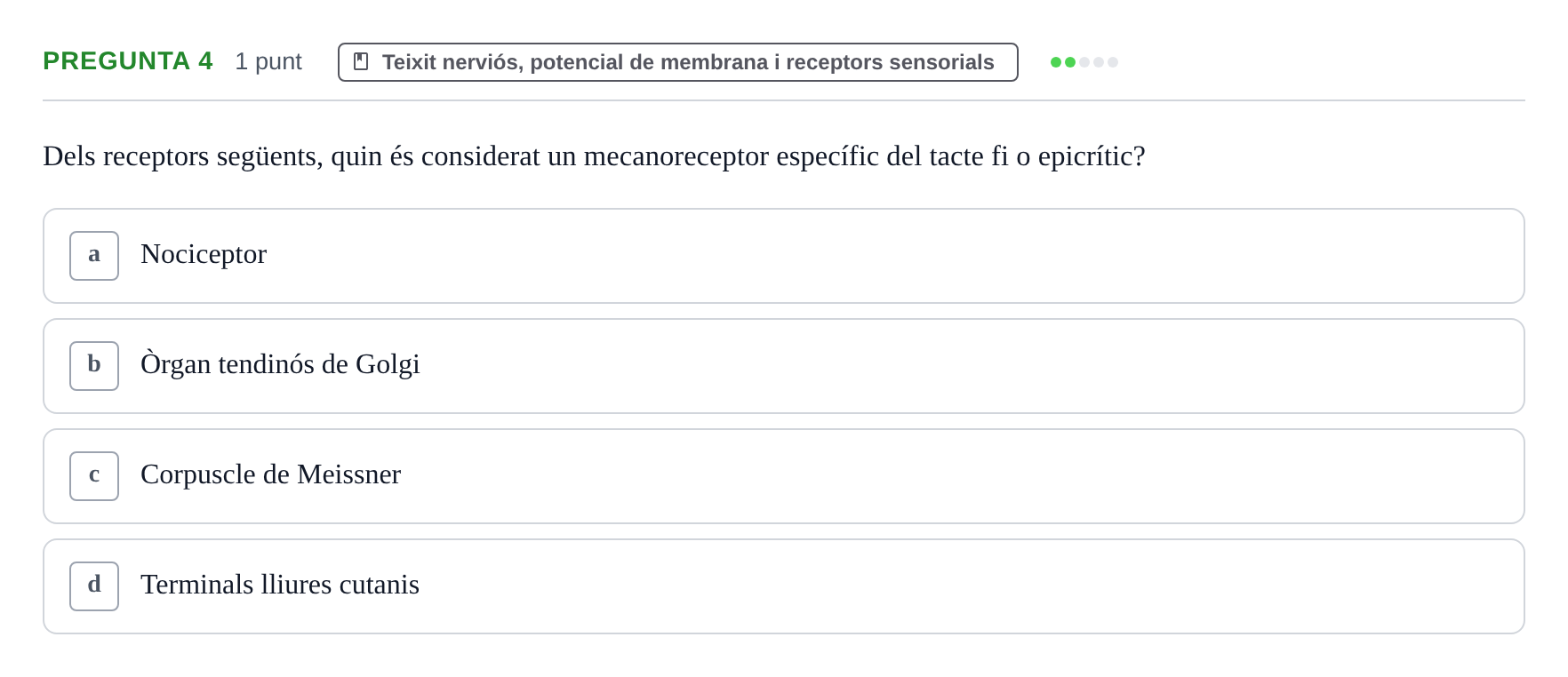 Enunciado: Pregunta 4 · Estructura i Funció del Cos Humà I UVIC 2024
