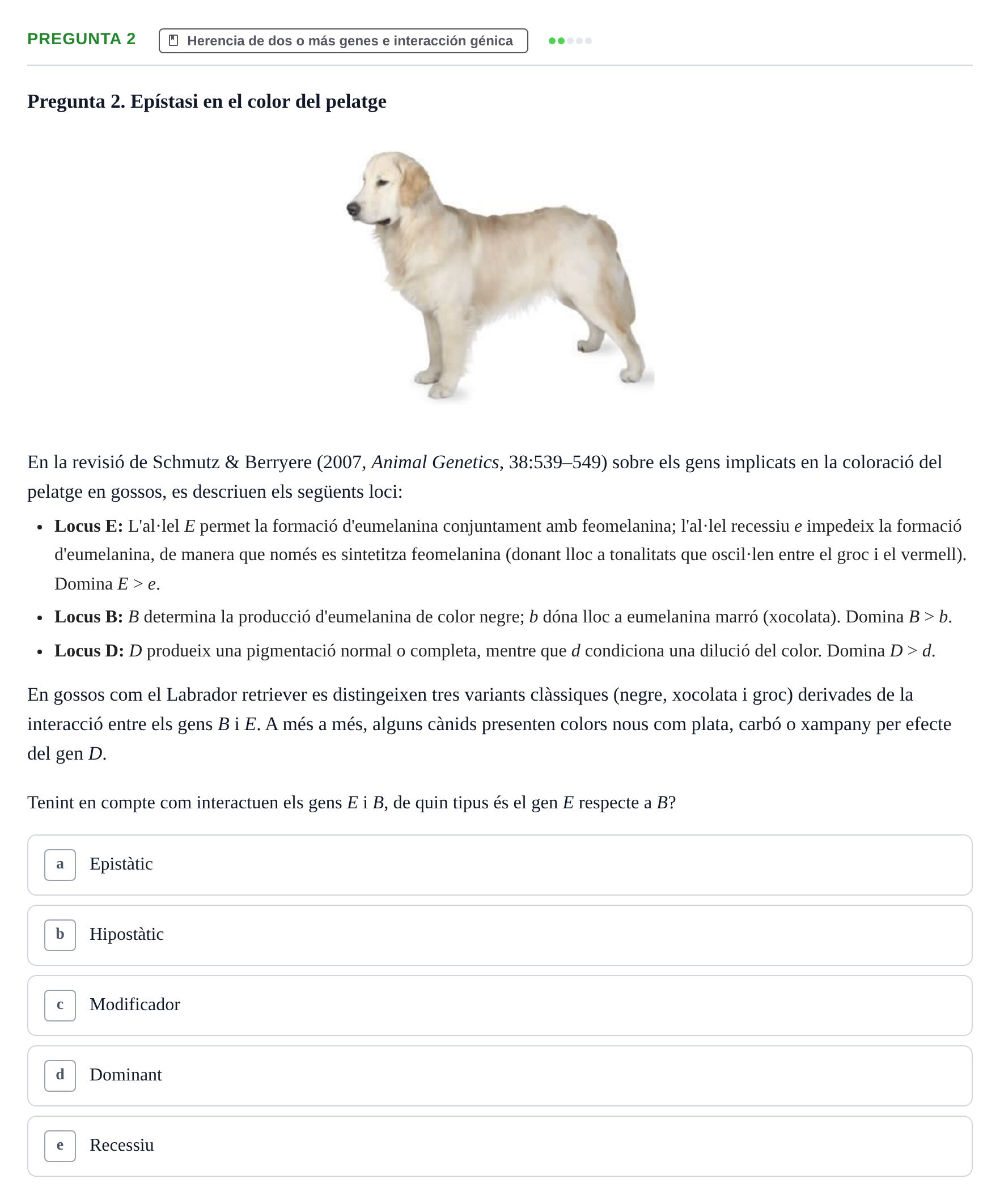 Enunciado: Pregunta 2 · Genética UAB 2016