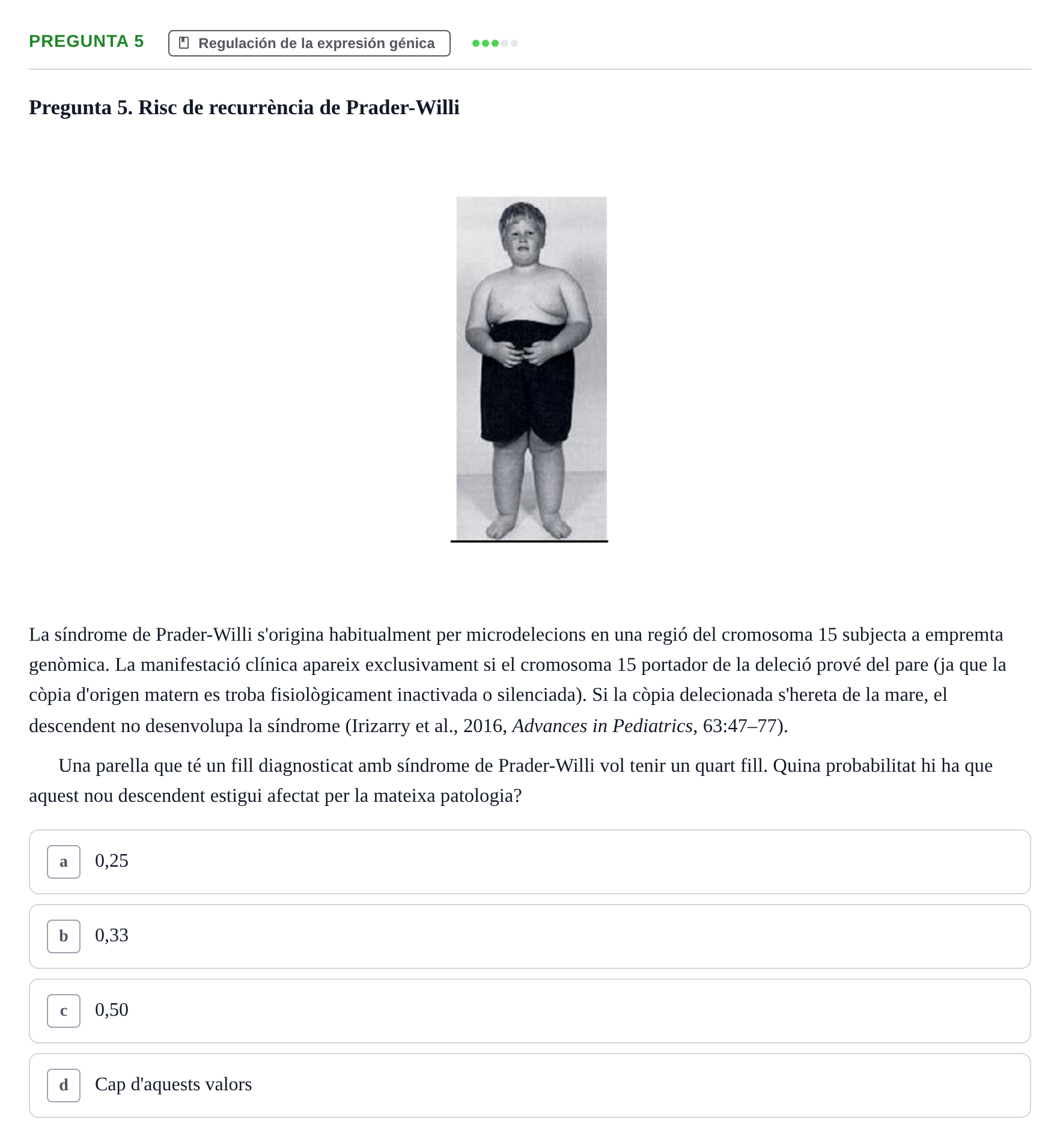 Enunciado: Pregunta 5 · Genética UAB 2016