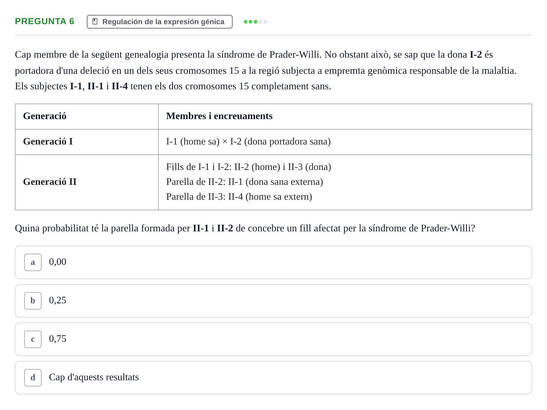 Enunciado: Pregunta 6 · Genética UAB 2016