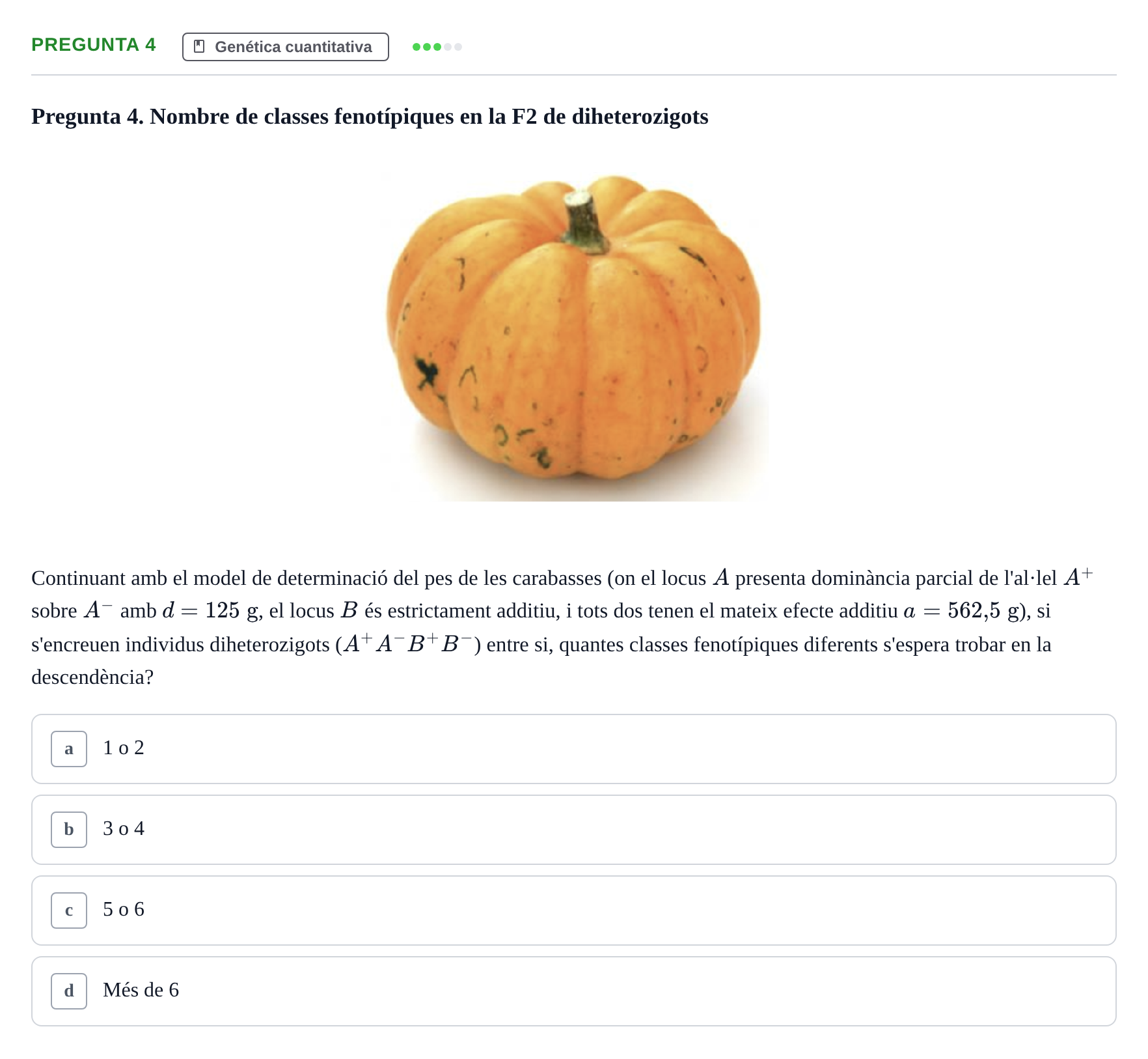 Enunciado: Pregunta 4 · Genética UAB 2017