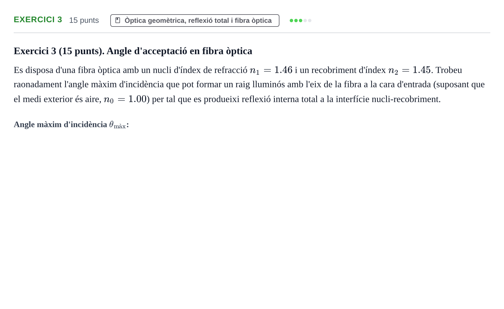 Enunciado: Exercici 3 · Física UDL 2022