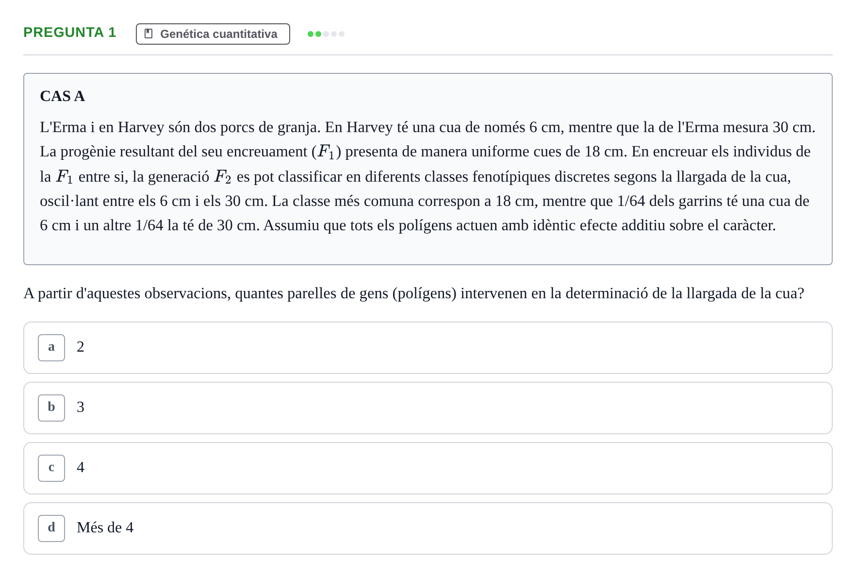 Enunciado: Pregunta 1 · Genética UAB 2015