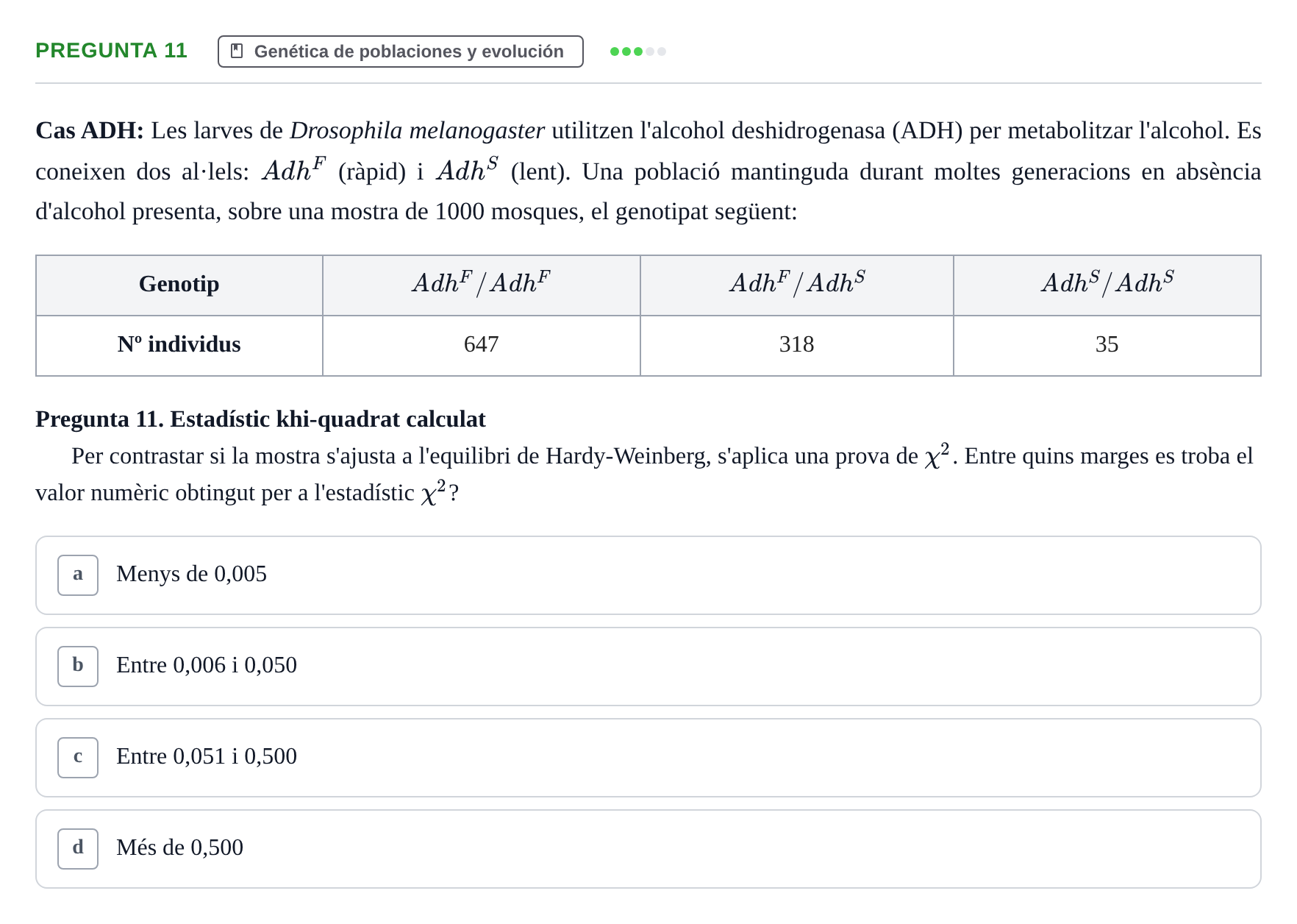 Enunciado: Pregunta 11 · Genética UAB 2016