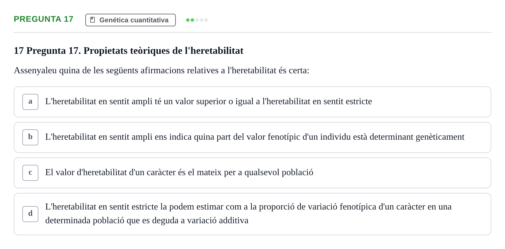 Enunciado: Pregunta 17 · Genética UAB 2016