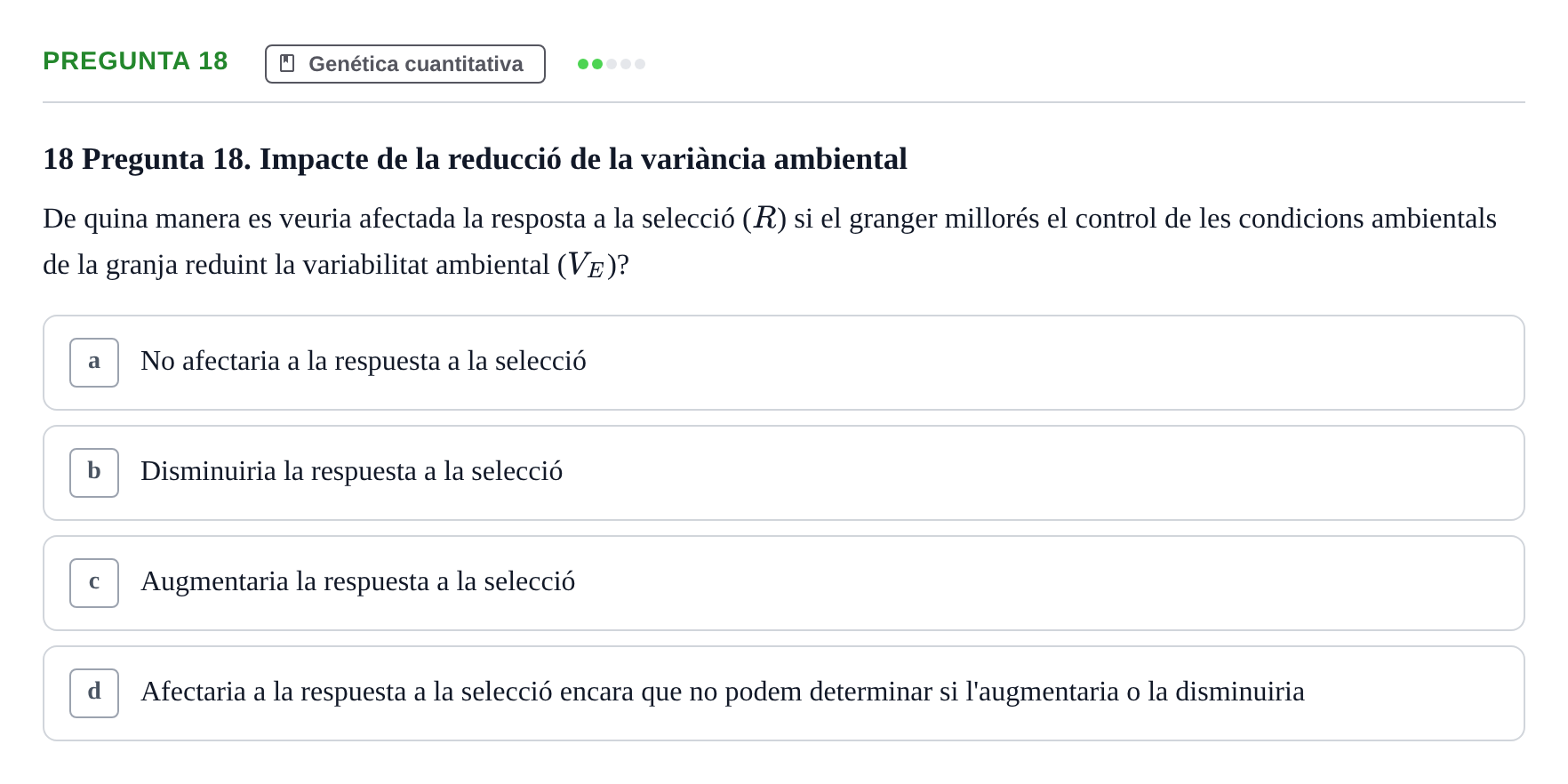 Enunciado: Pregunta 18 · Genética UAB 2016