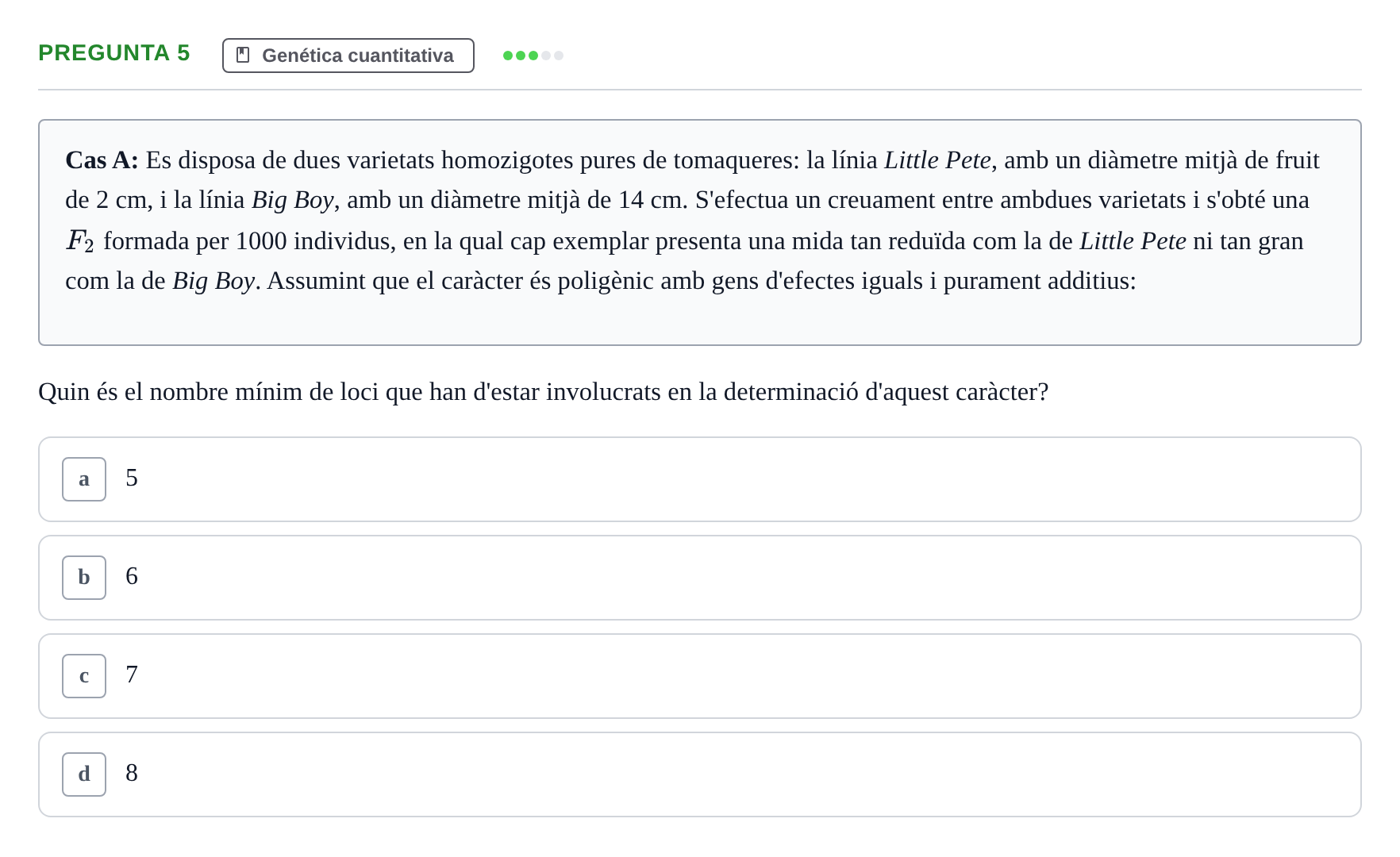 Enunciado: Pregunta 5 · Genética UAB 2016
