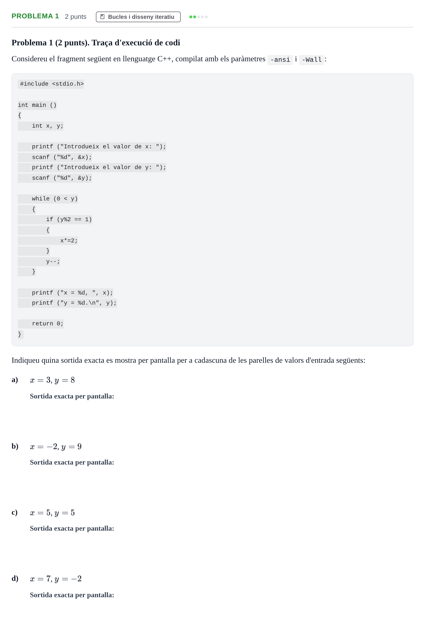 Enunciado: Problema 1 · Programació I UDL 2022