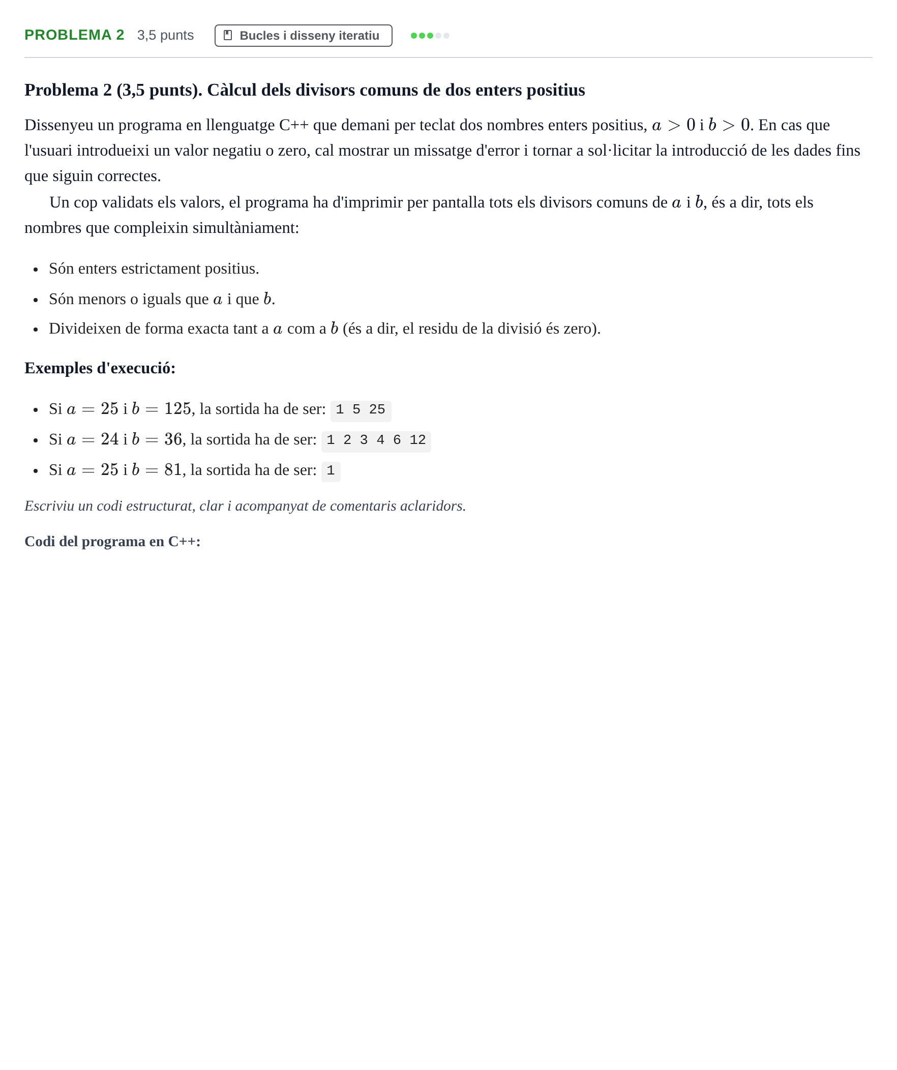 Enunciado: Problema 2 · Programació I UDL 2022
