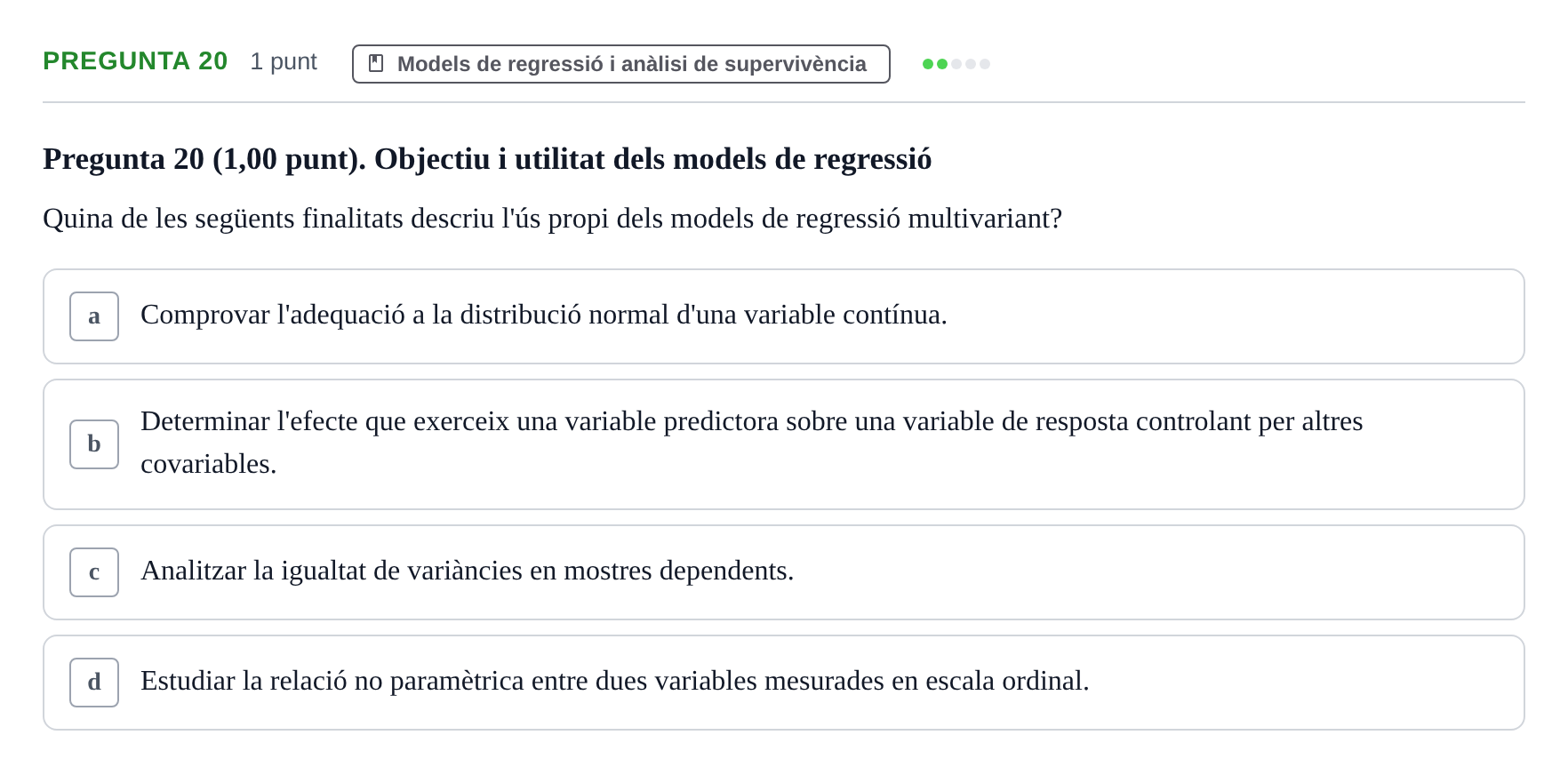 Enunciado: Pregunta 20 · Habilitats d'Investigació Clínica i de Lectura Crítica UVIC 2023