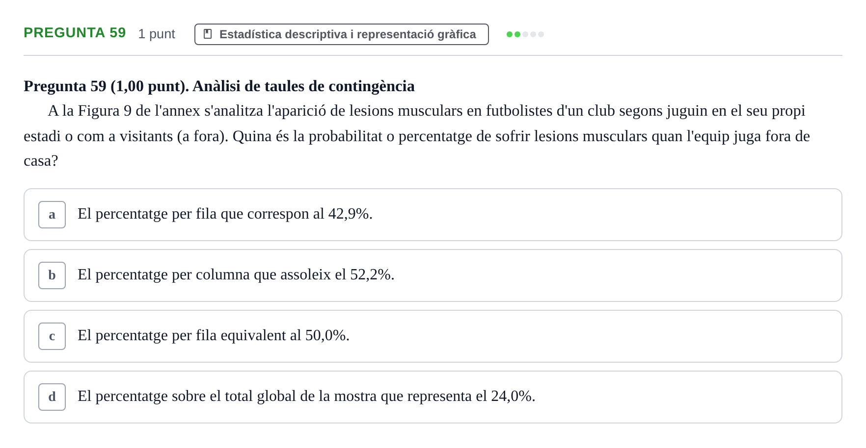 Enunciado: Pregunta 59 · Habilitats d'Investigació Clínica i de Lectura Crítica UVIC 2023