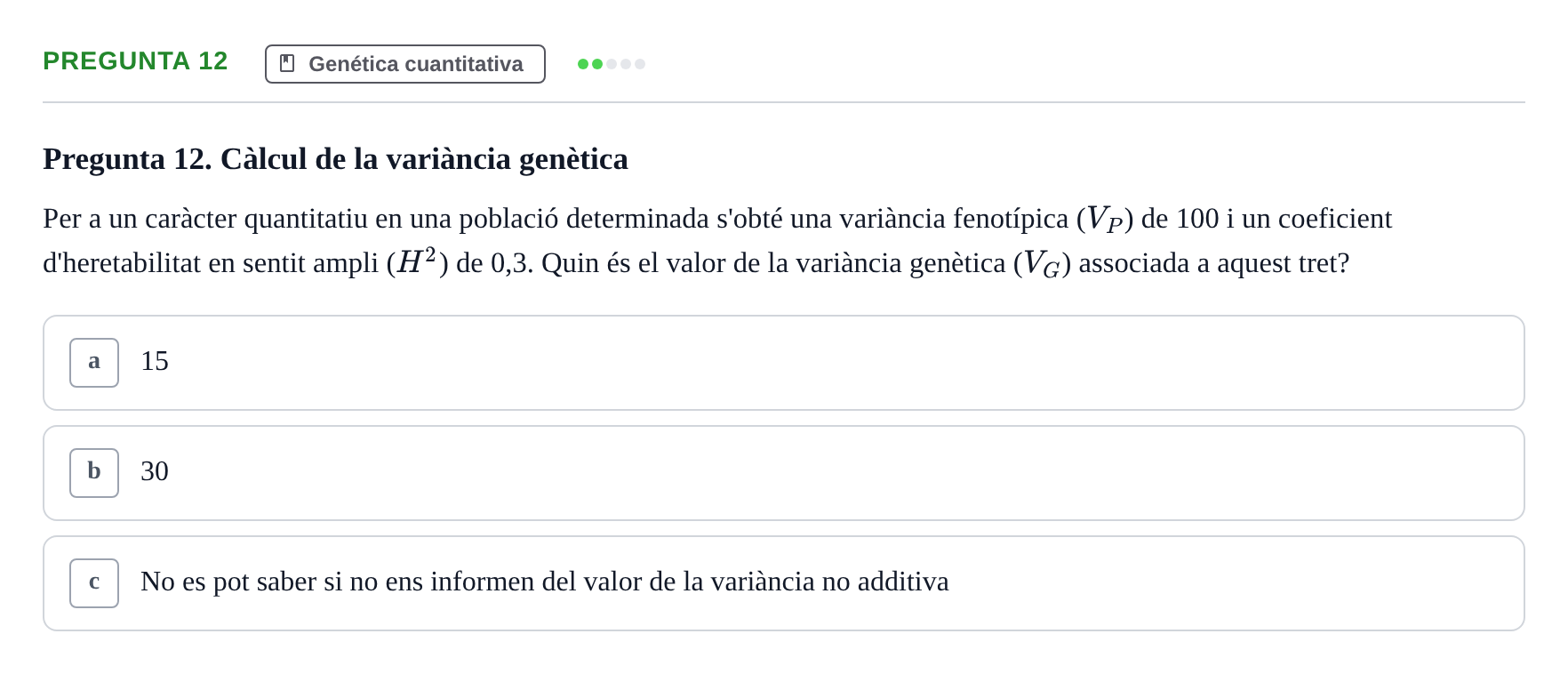 Enunciado: Pregunta 12 · Genética UAB 2021
