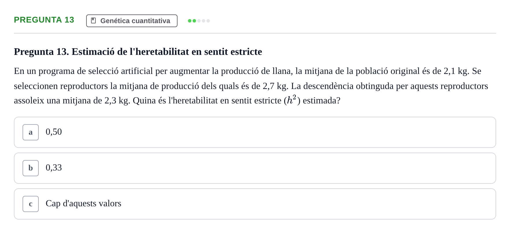 Enunciado: Pregunta 13 · Genética UAB 2021