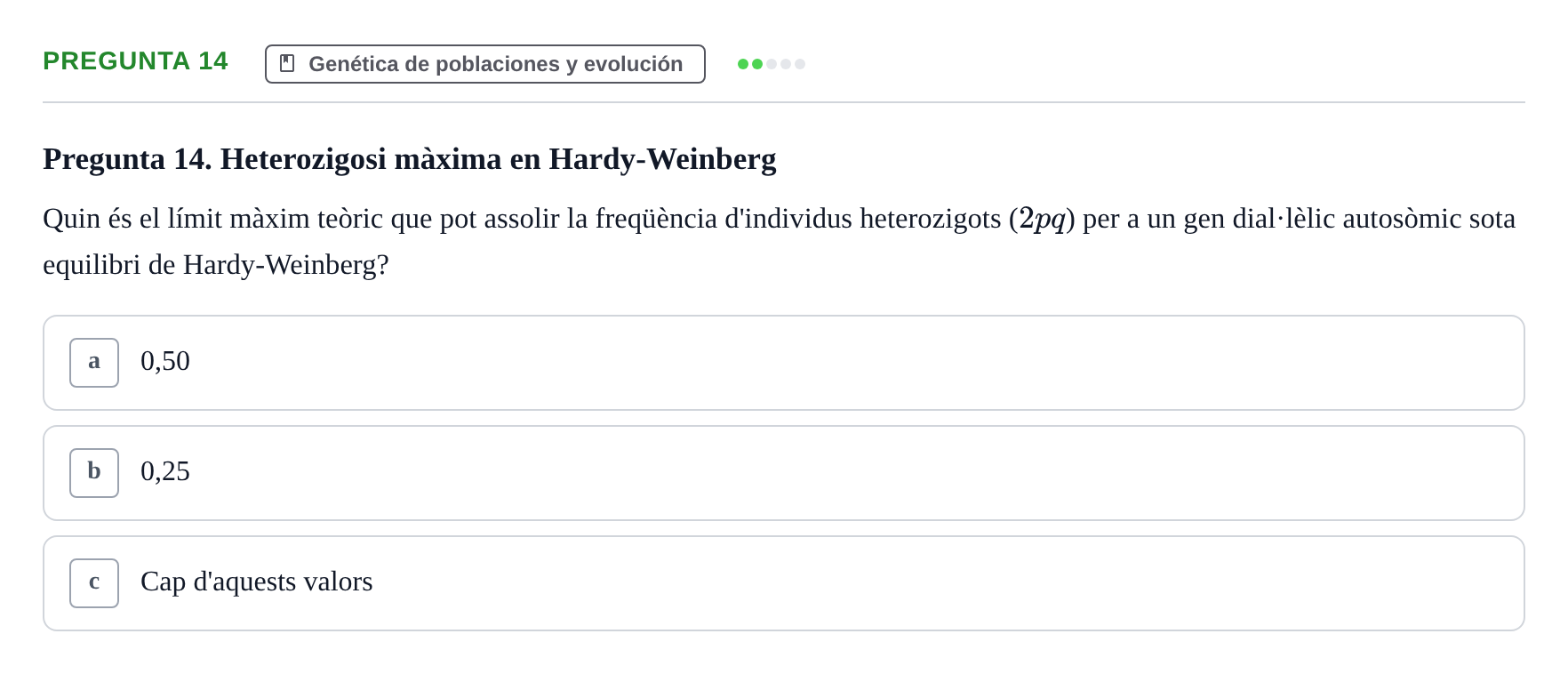 Enunciado: Pregunta 14 · Genética UAB 2021