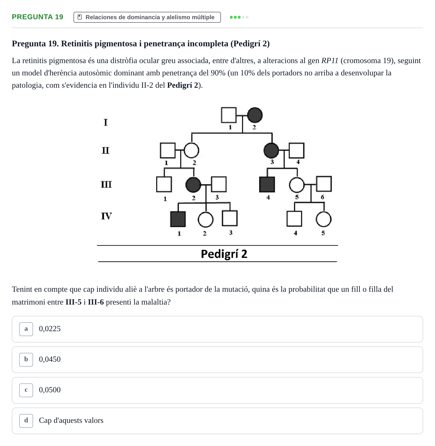 Enunciado: Pregunta 19 · Genética UAB 2021