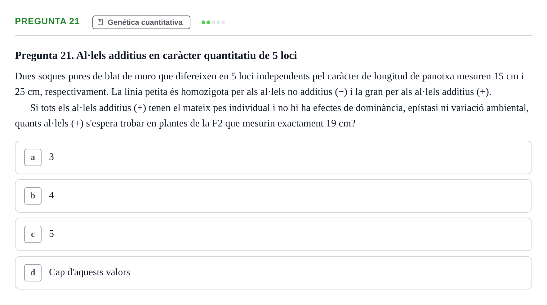 Enunciado: Pregunta 21 · Genética UAB 2021