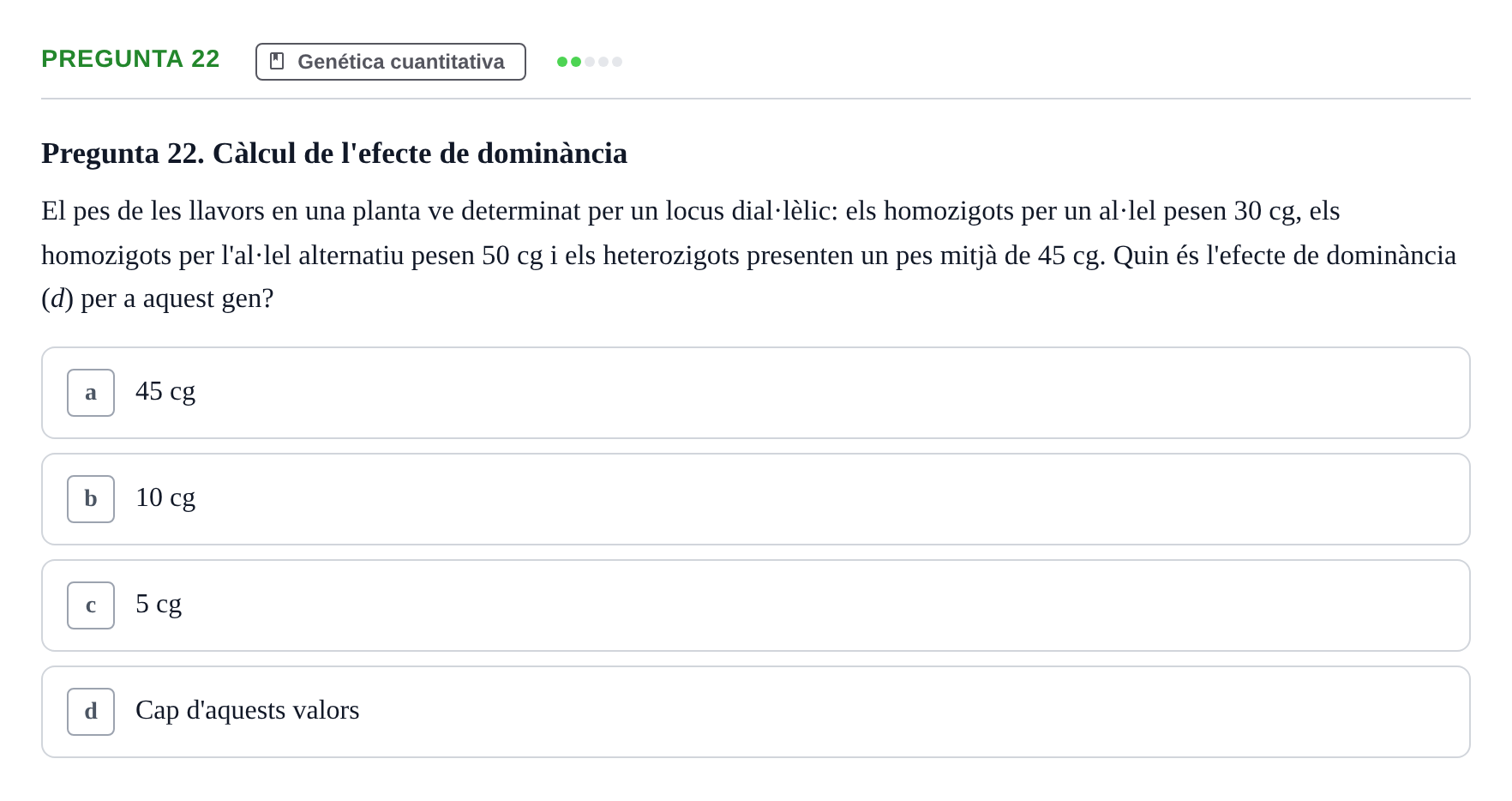 Enunciado: Pregunta 22 · Genética UAB 2021