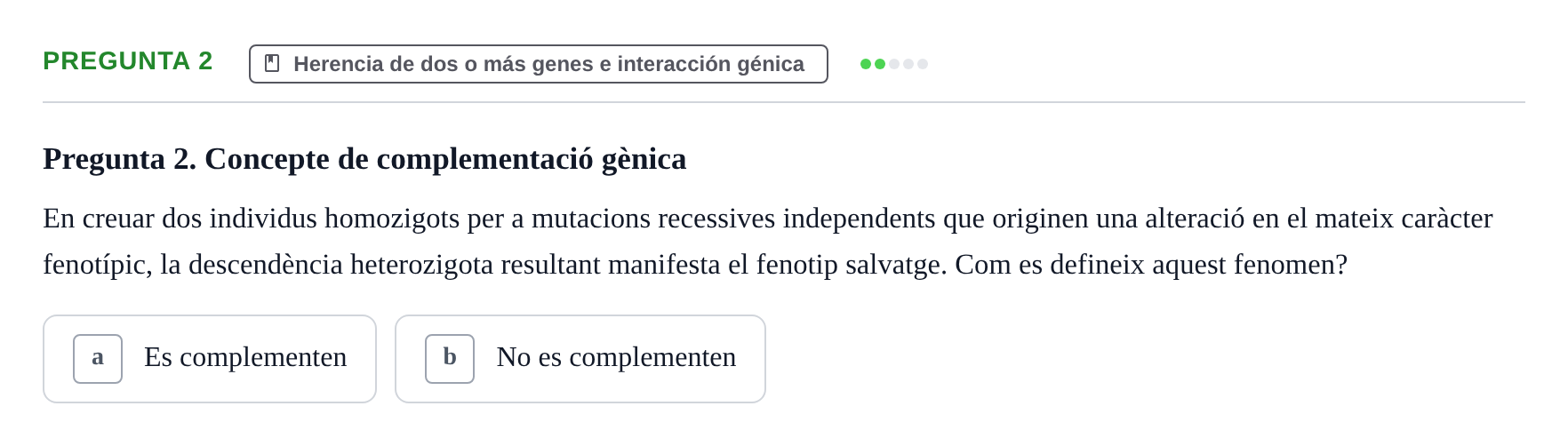 Enunciado: Pregunta 2 · Genética UAB 2021